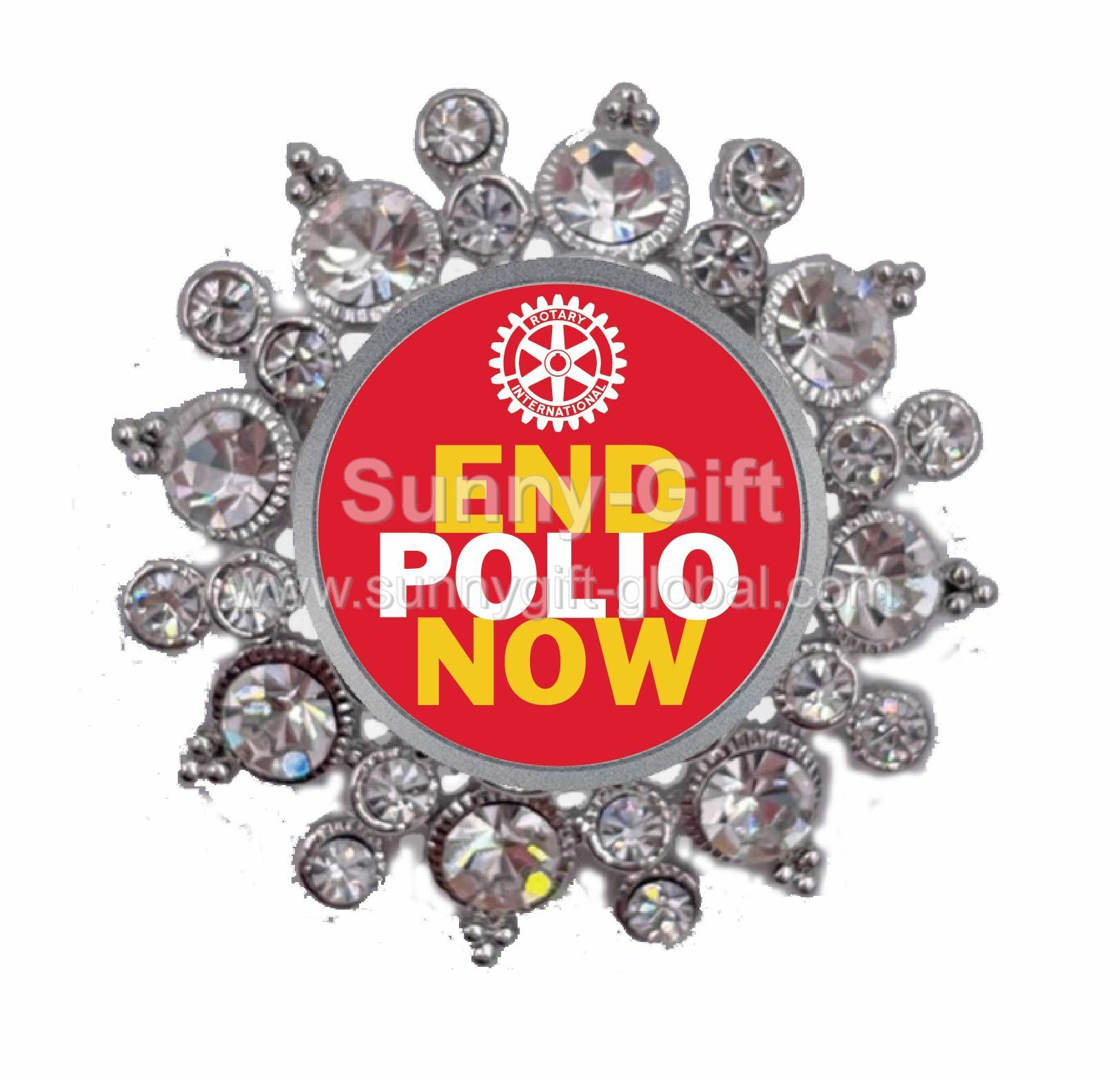 End Polio Now - Styling badge + necklace pendant (two-in-one)