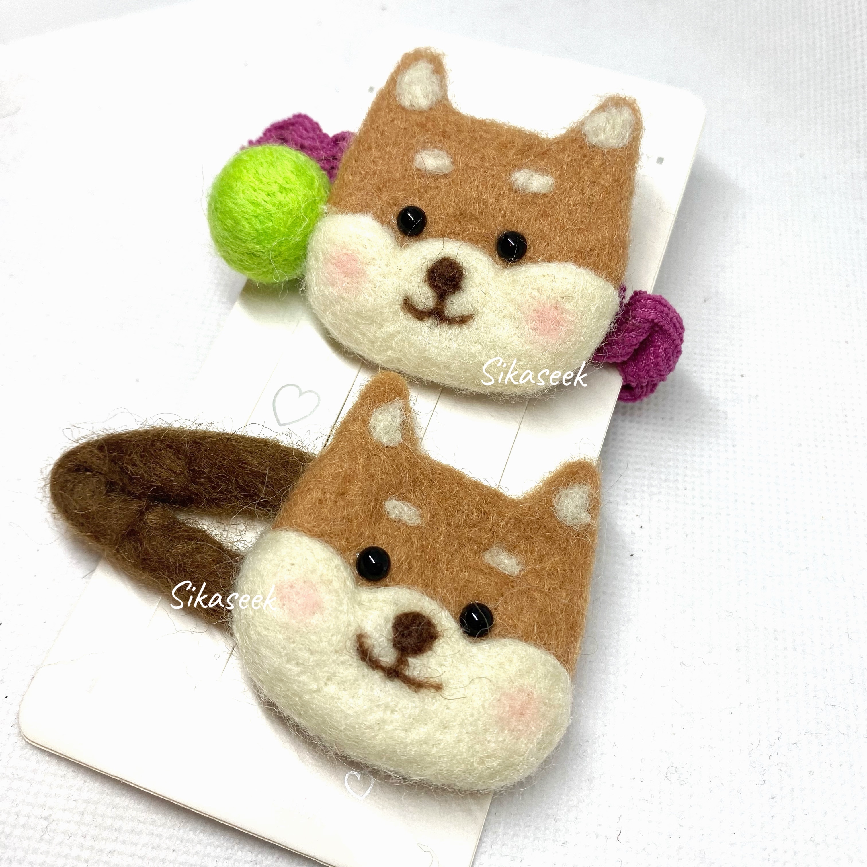 羊毛氈柴犬像筋圈 / 頭夾