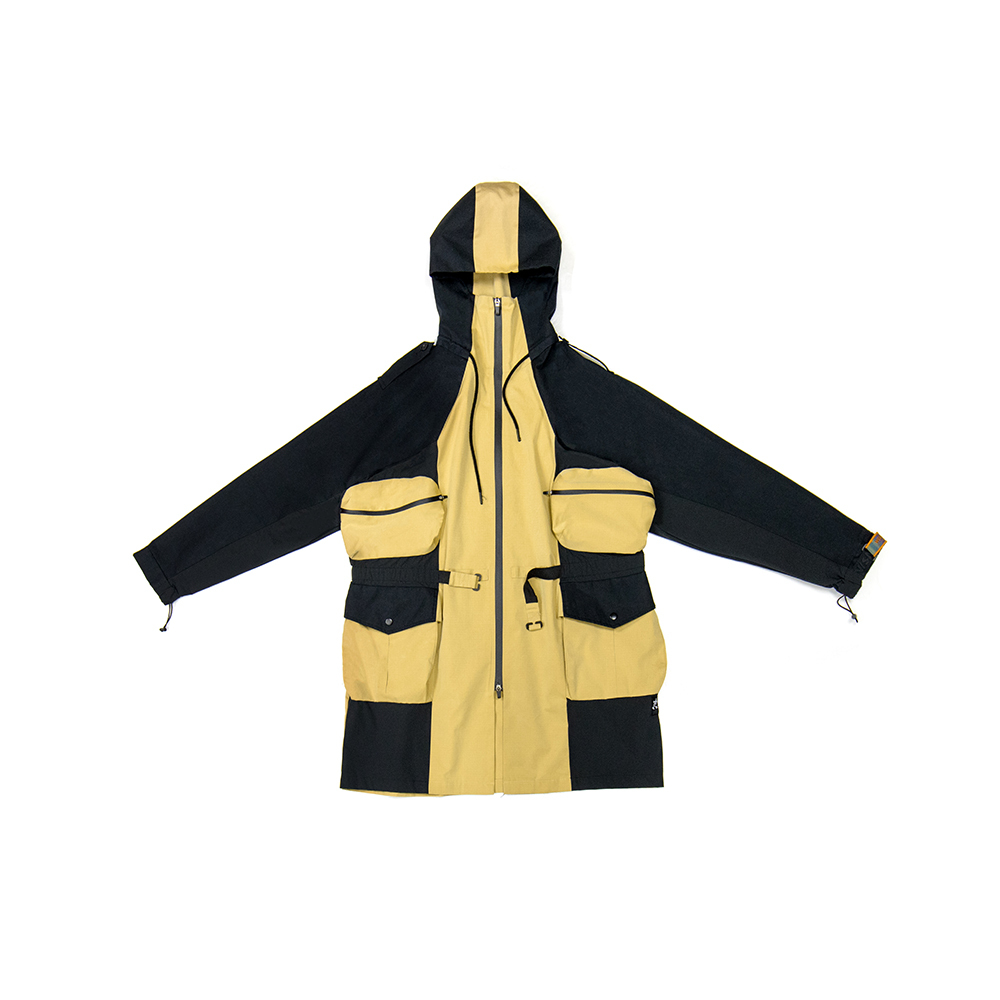 軍裝多口袋大風衣 - 沙岩