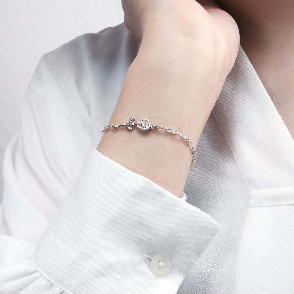 玫瑰花 雙子座星座花 925純銀手鍊