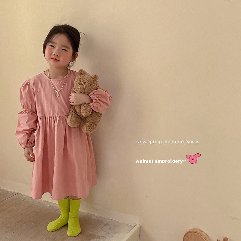 可愛刺繡小動物中筒襪子