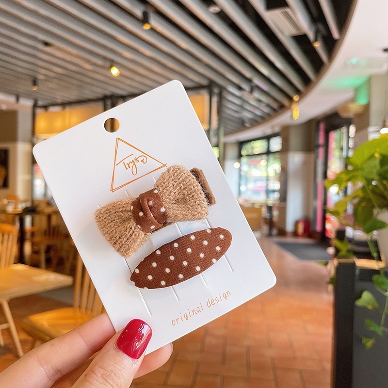 蝴蝶結波點髮夾