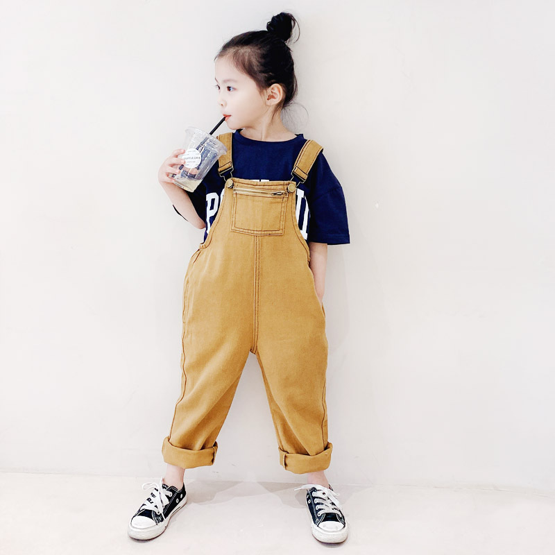 親子款  日系休閒卡其吊帶褲&字母短T