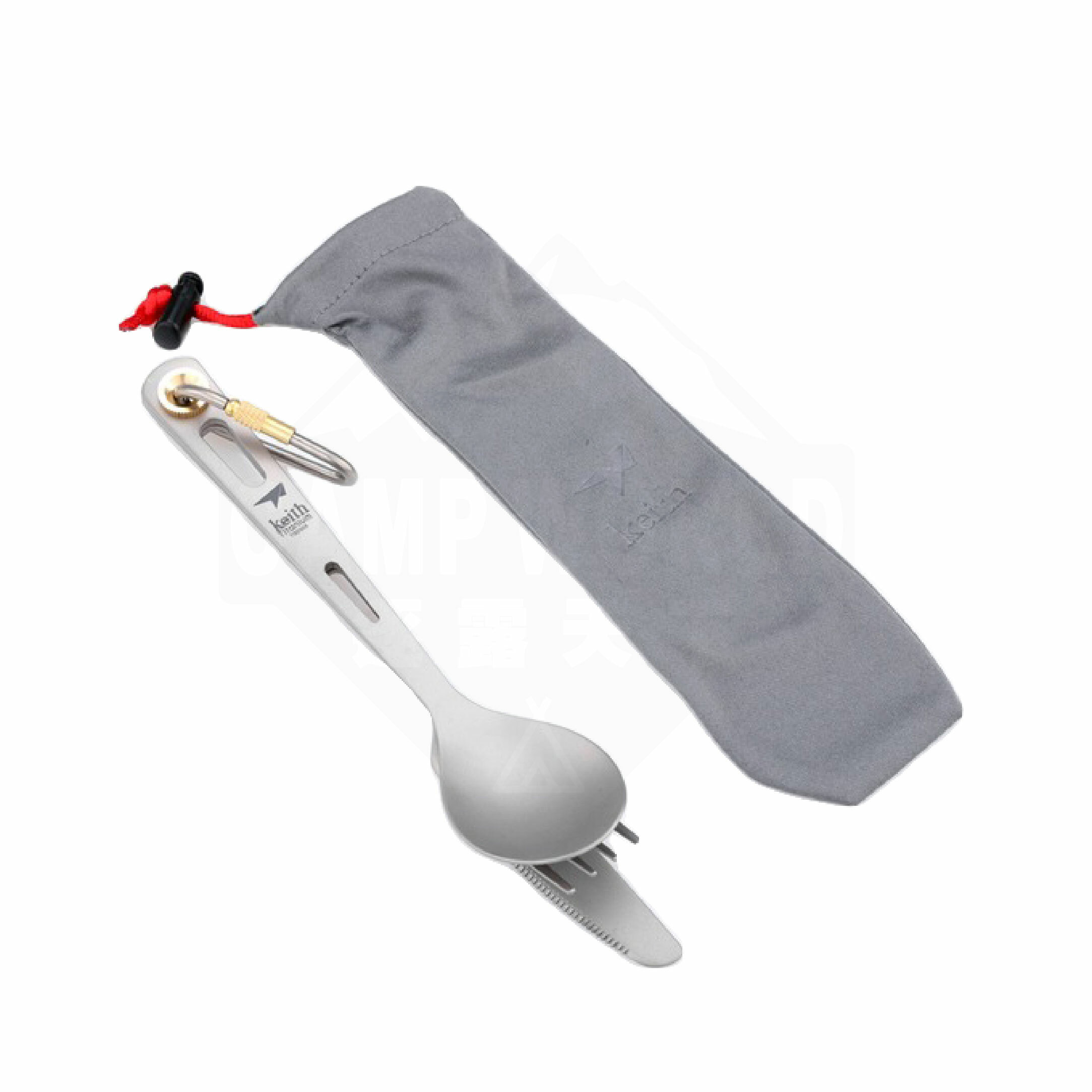 【Keith】鎧斯鈦 多功能純鈦刀叉湯匙攜帶套組 (18cm附收納袋) Ti5310