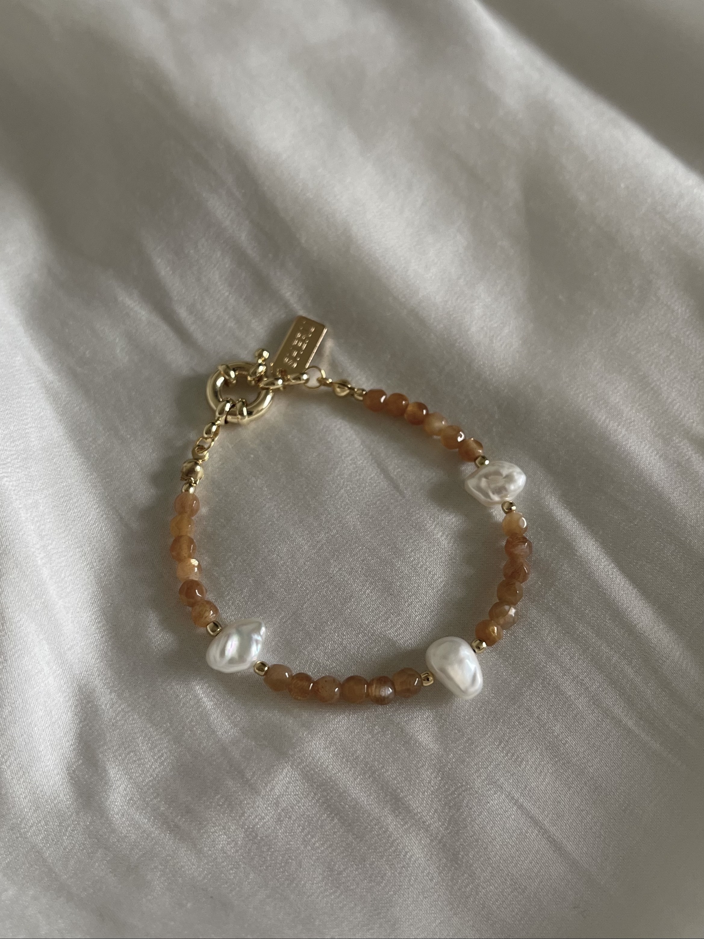 Sunstone Pearls Bracelet｜14K 太陽石珍珠手鏈