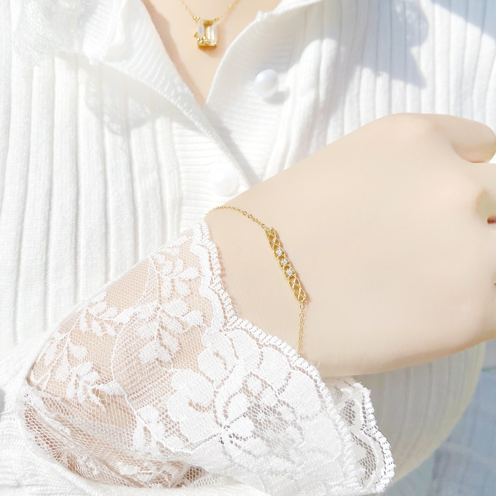 | 925 Silver・14k Gold | Classic Lace Bracelet | BR0556 |