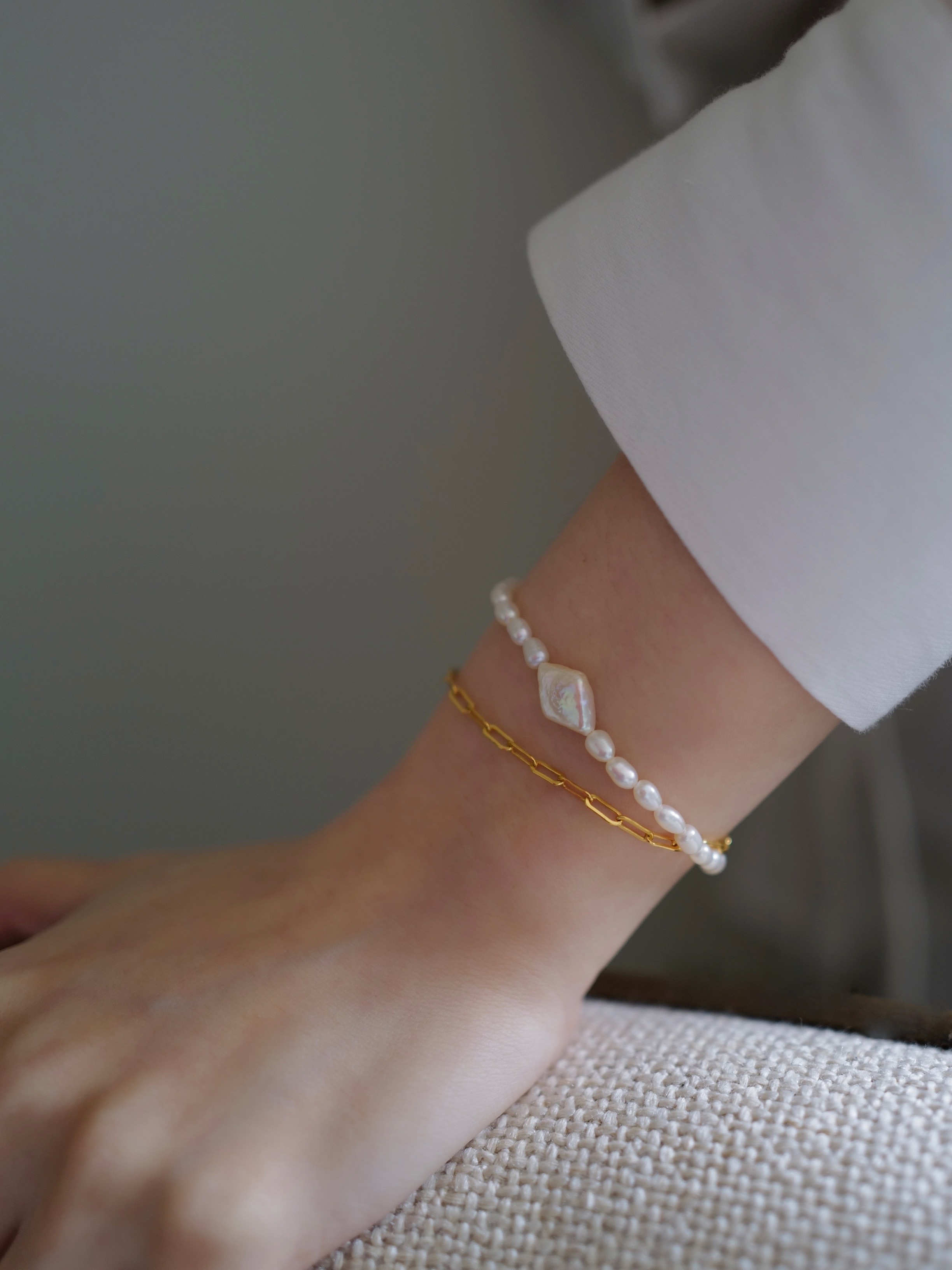 DAIYA2 Pearls Bracelet｜18K菱形珍珠雙鍊
