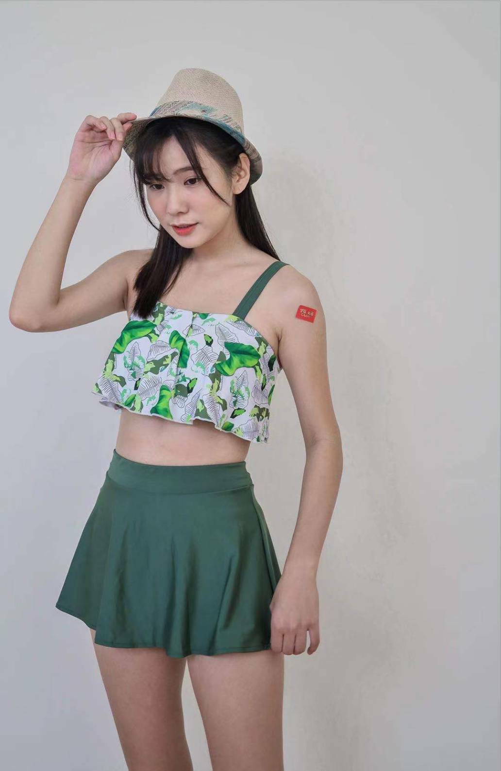 大女綠葉子4件裙裝D111