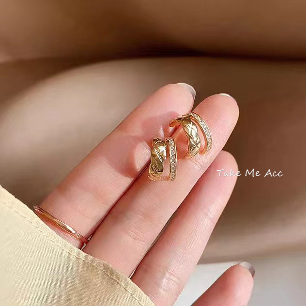 溫柔菱格 │ 純銀針耳環