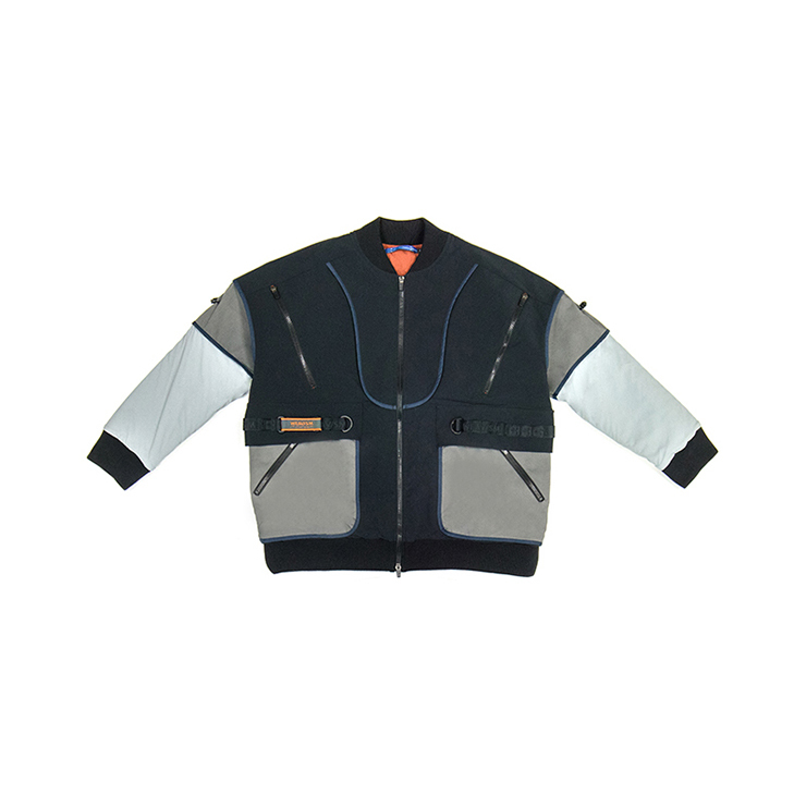 感溫鋪棉飛行夾克 - 黑