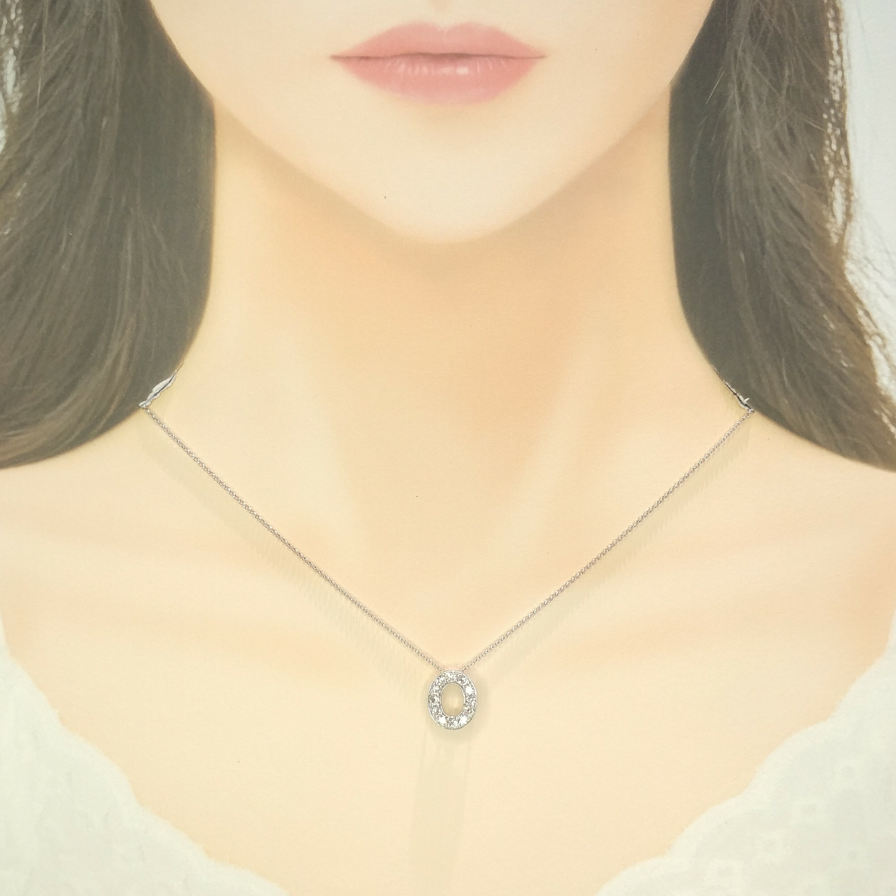 全新18K白金57份鑽石吊墜