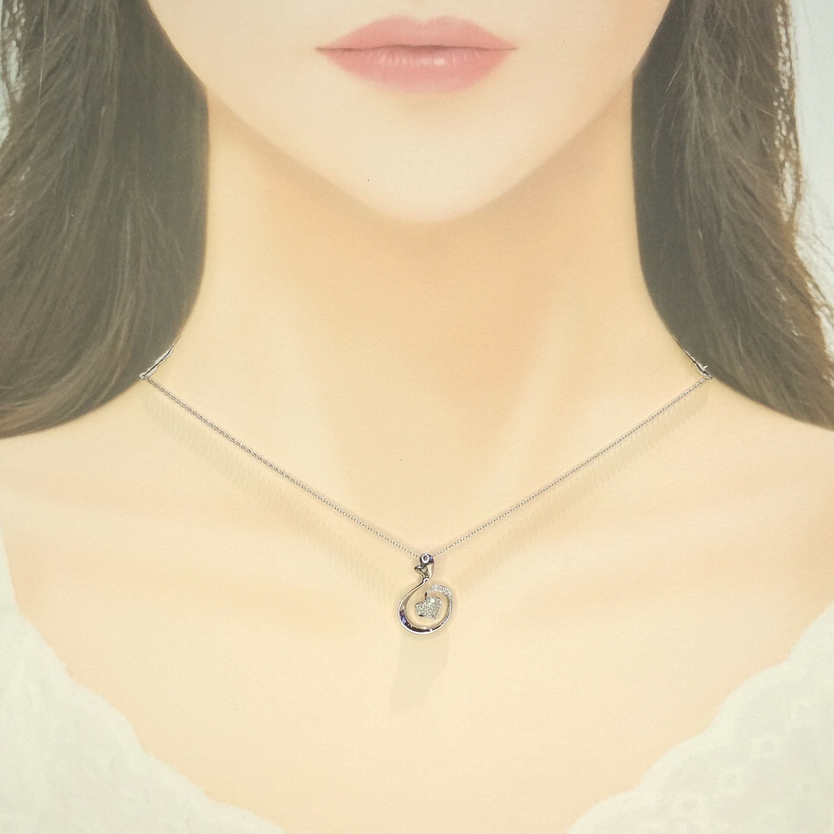 全新18K白金12份鑽石吊墜