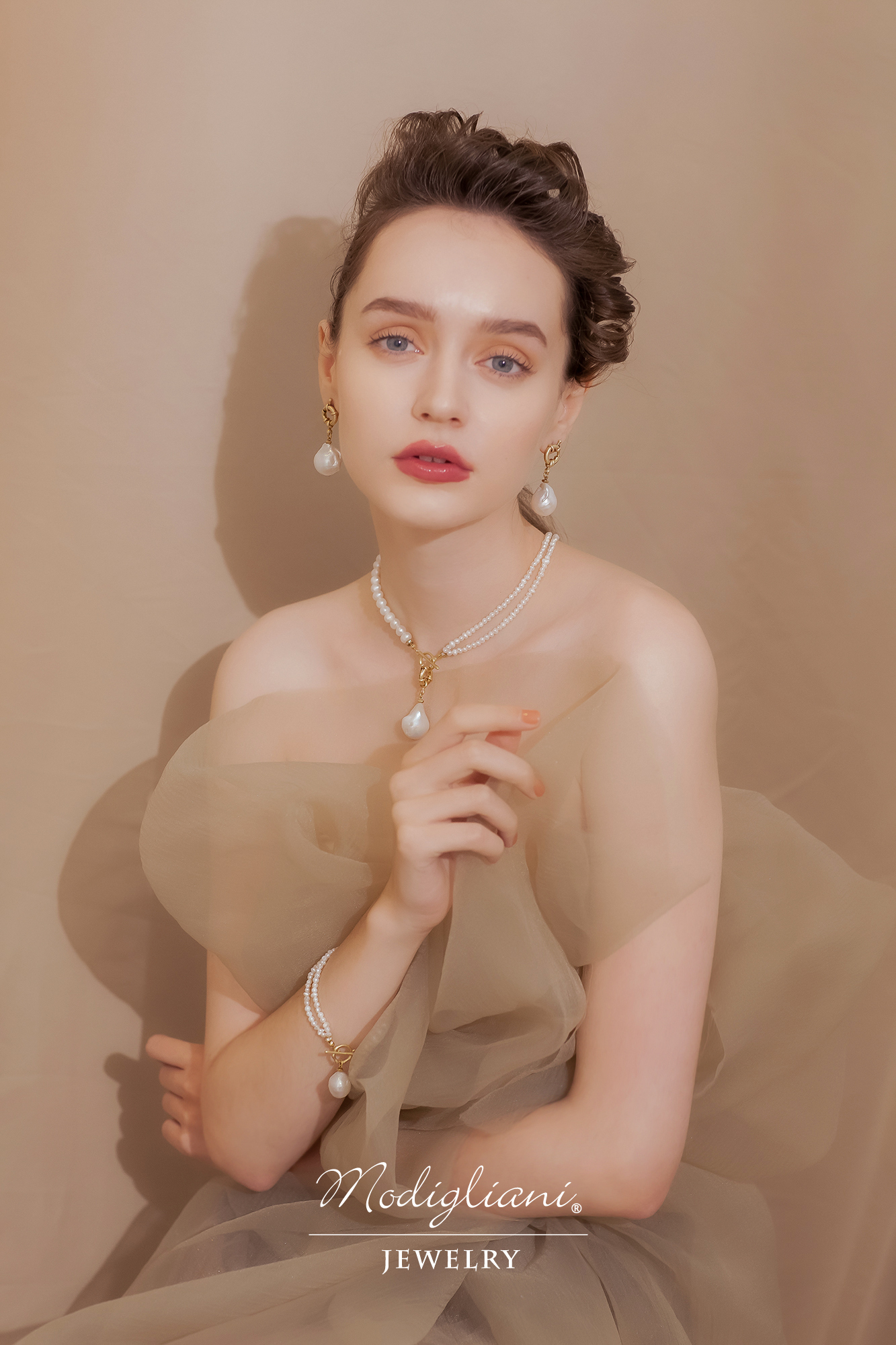 黃銅,黃銅飾品,天然珍珠,OT扣,優雅,項鍊