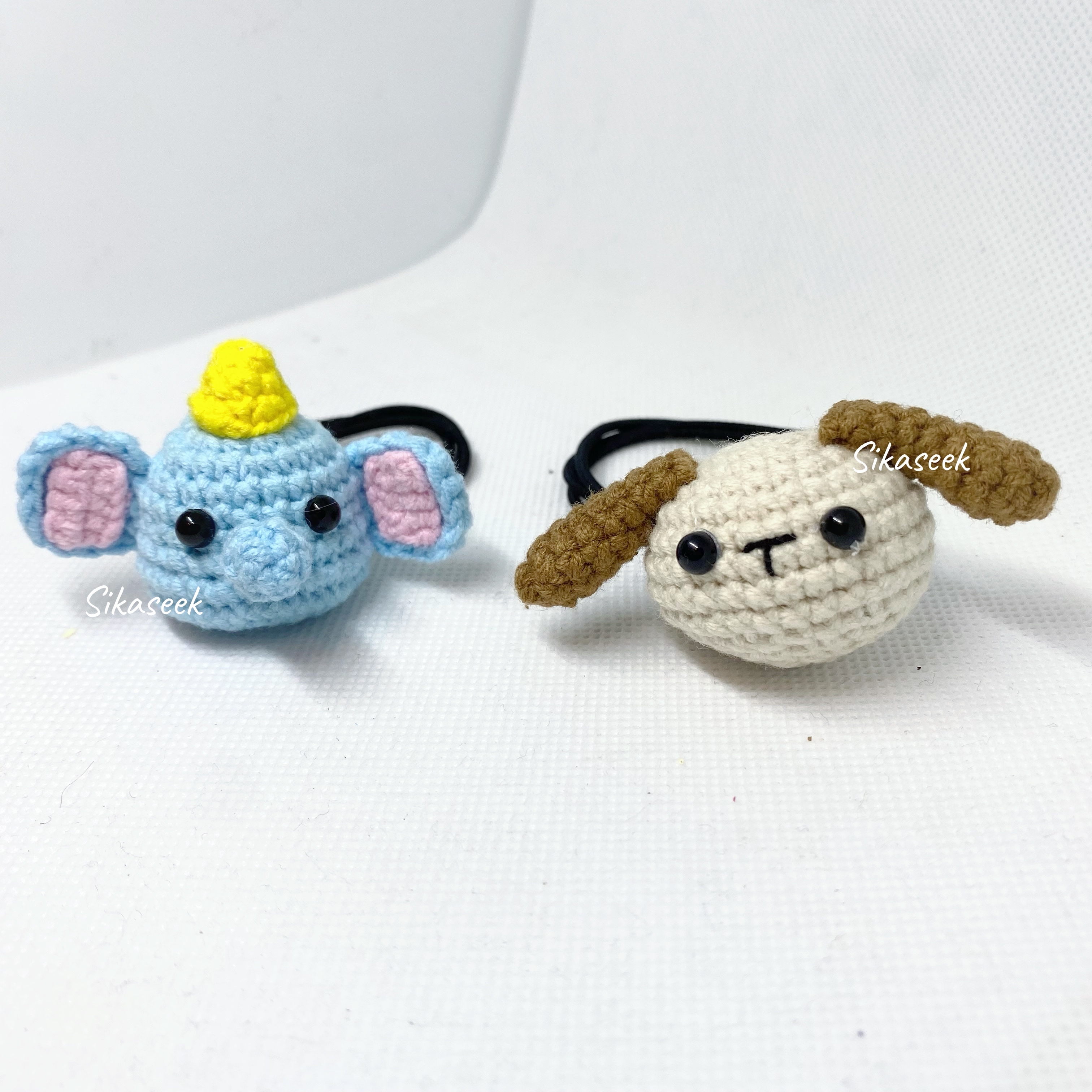 手工毛線動物頭繩