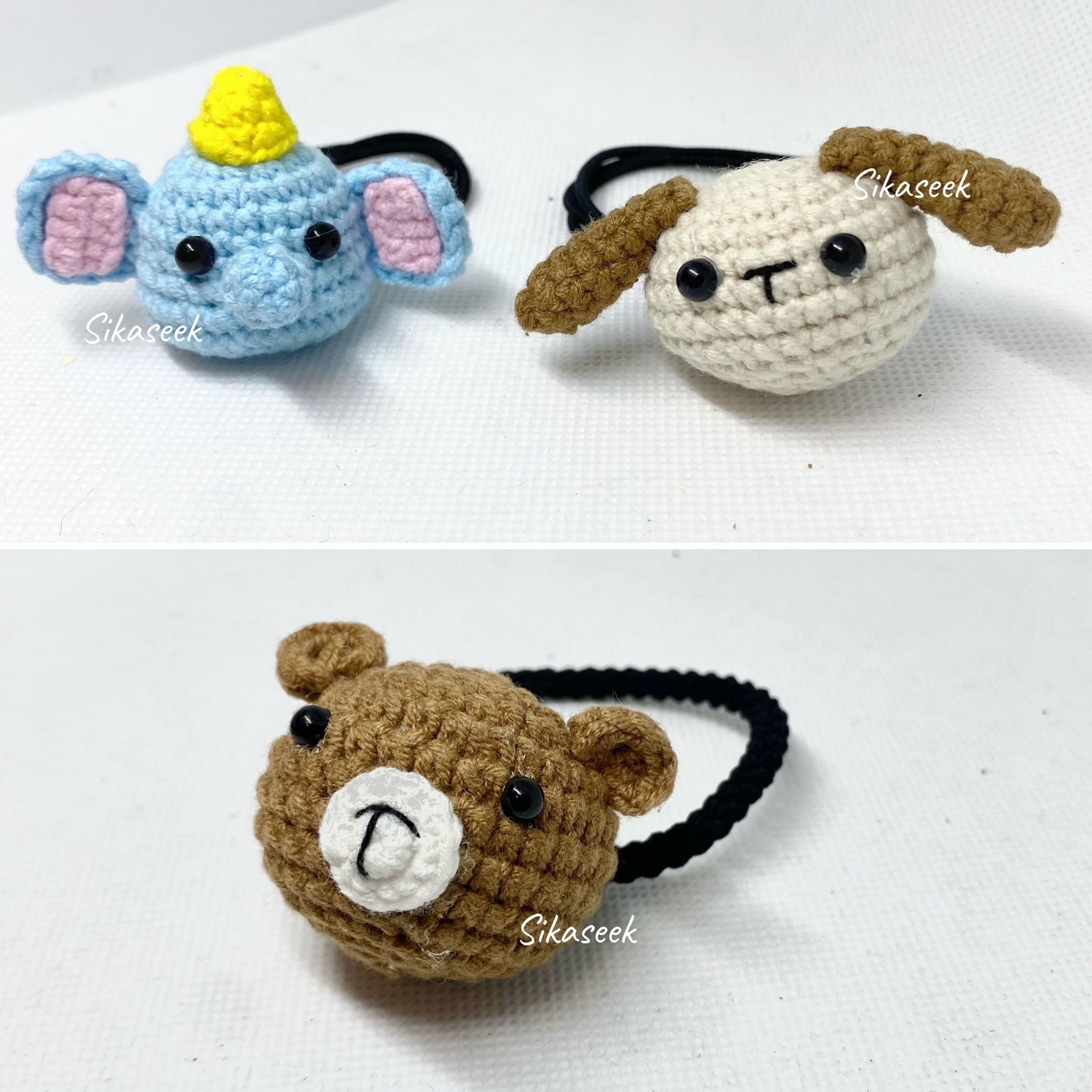 手工毛線動物頭繩