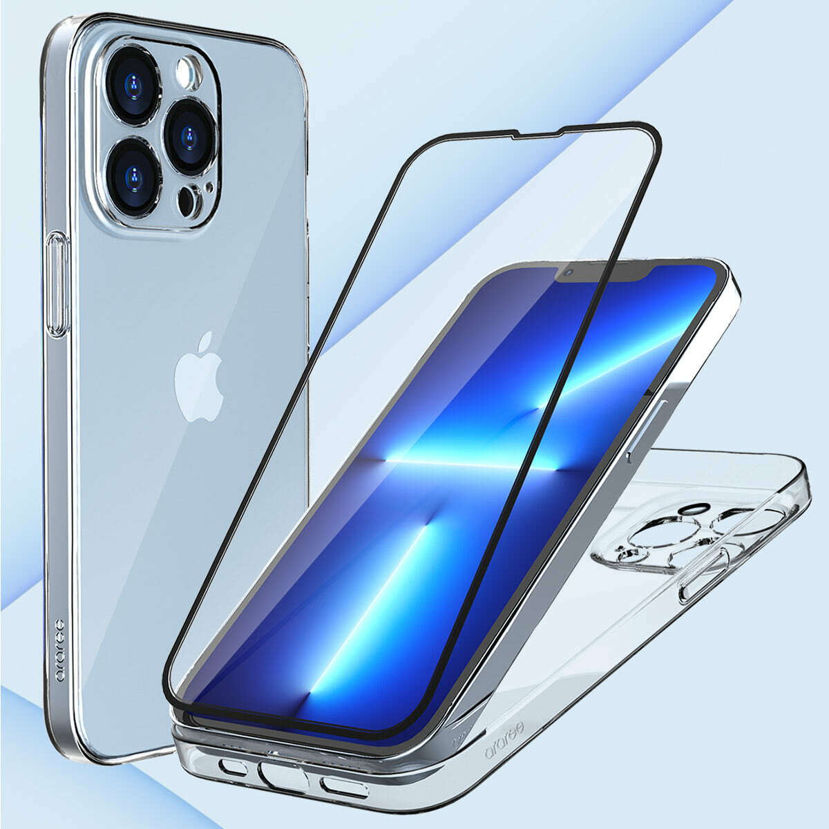 iPhone 13 Series araree Core Nukin 硬身透明殼+保護貼 套裝