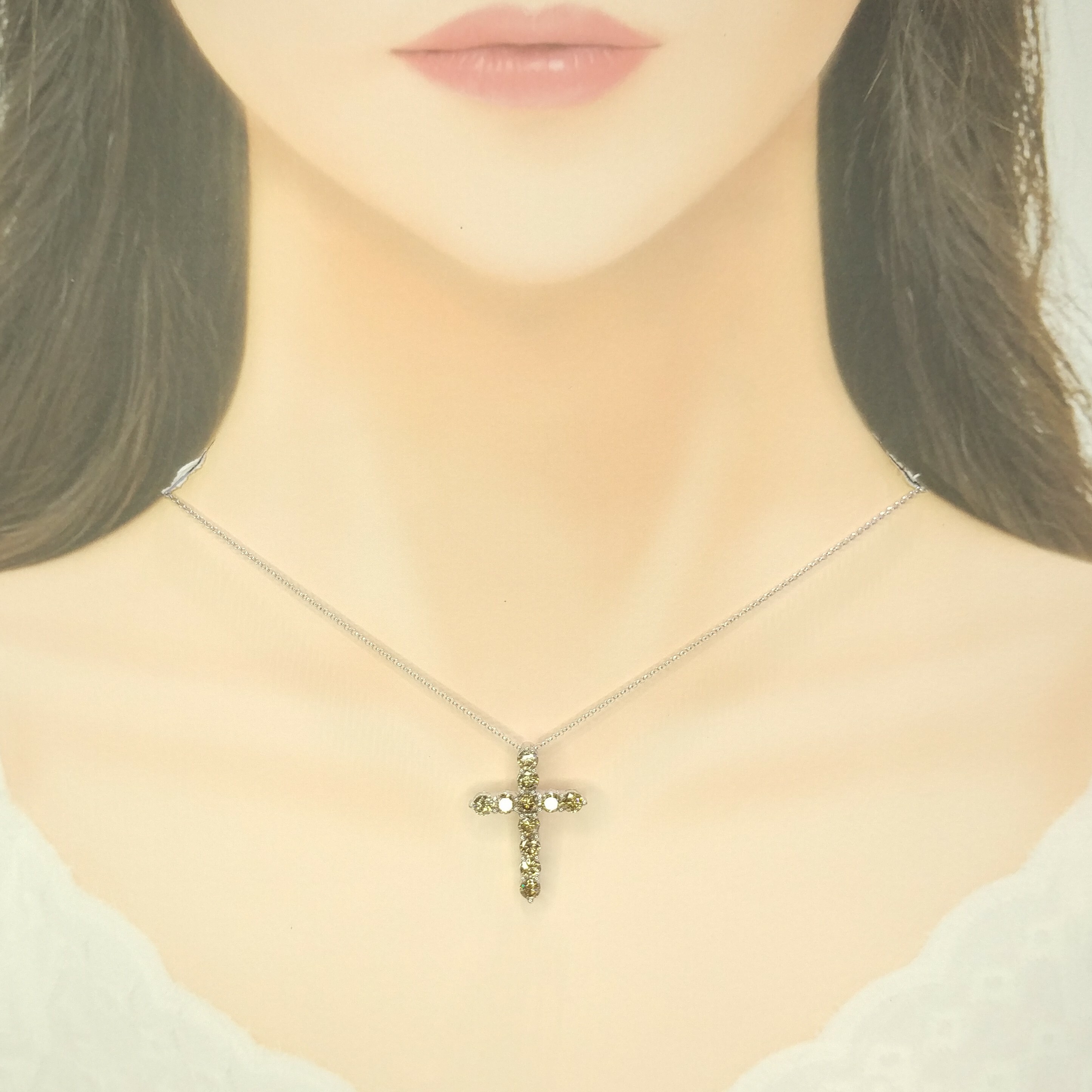 18K White Gold 2.33ct Fancy Brown Diamond Pendant