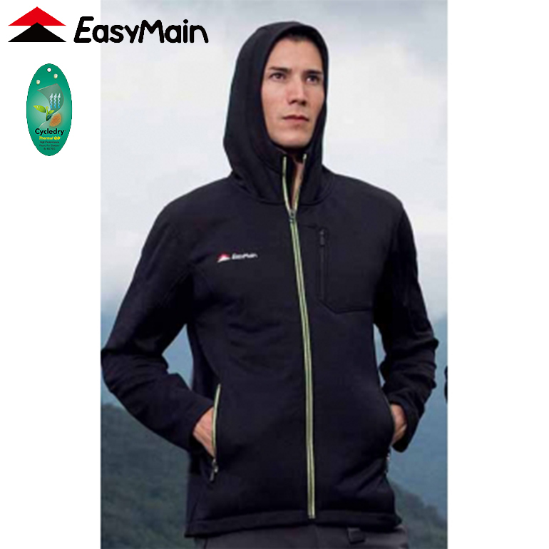EasyMain 衣力美 男專業保暖連帽外套 75黑 遮陽外套/透氣夾克/抗紫外線抗UV 04EMC1697-BK