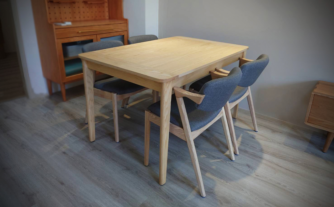 沐月-全實木梣木可延伸餐桌