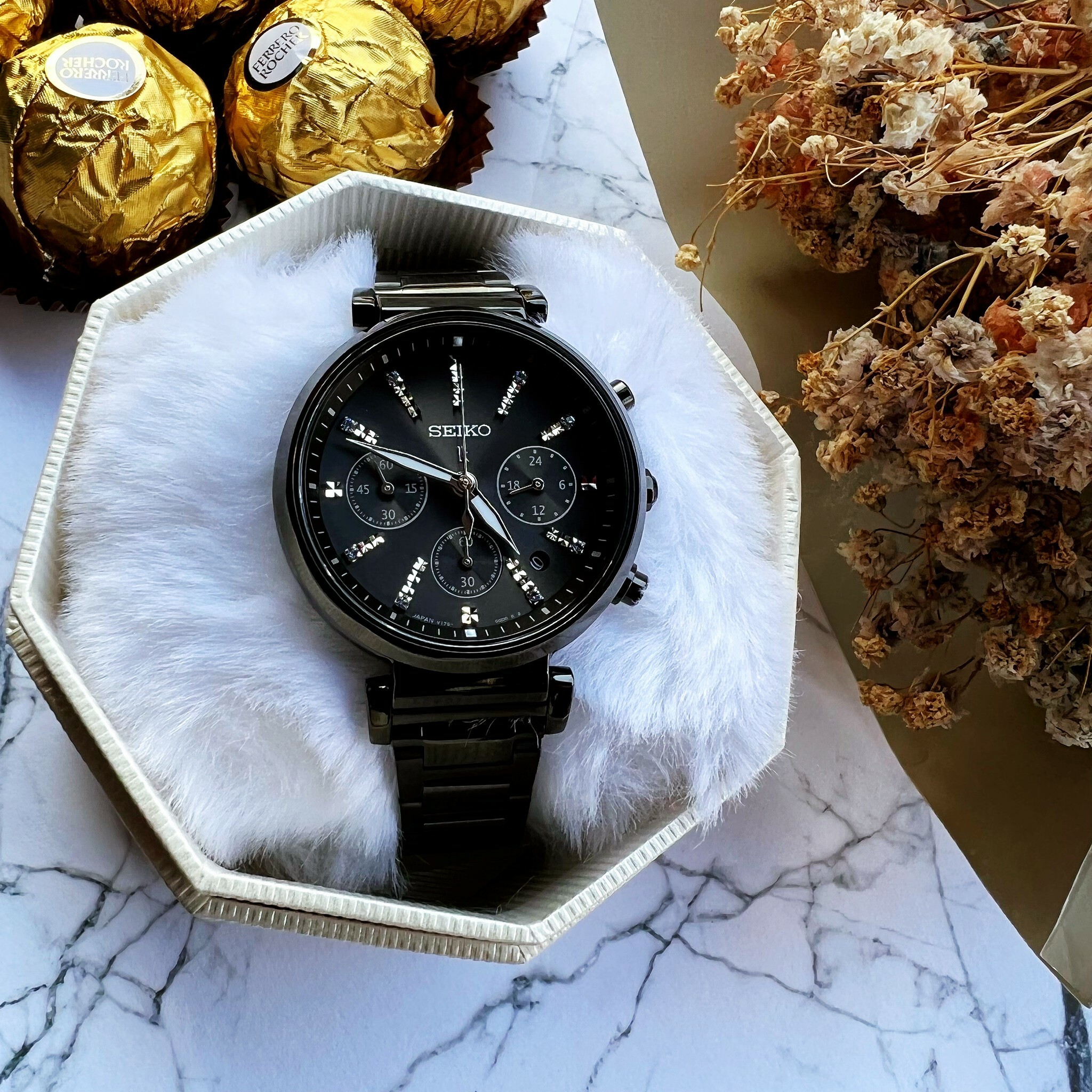 【SEIKO 精工】LUKIA系列 知性迷人太陽能計時腕錶 V175-0DY0SD 黑色  36.2mm 現代鐘錶