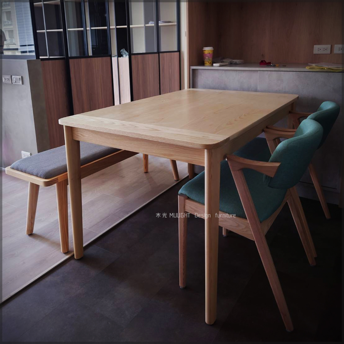 沐月-全實木梣木可延伸餐桌