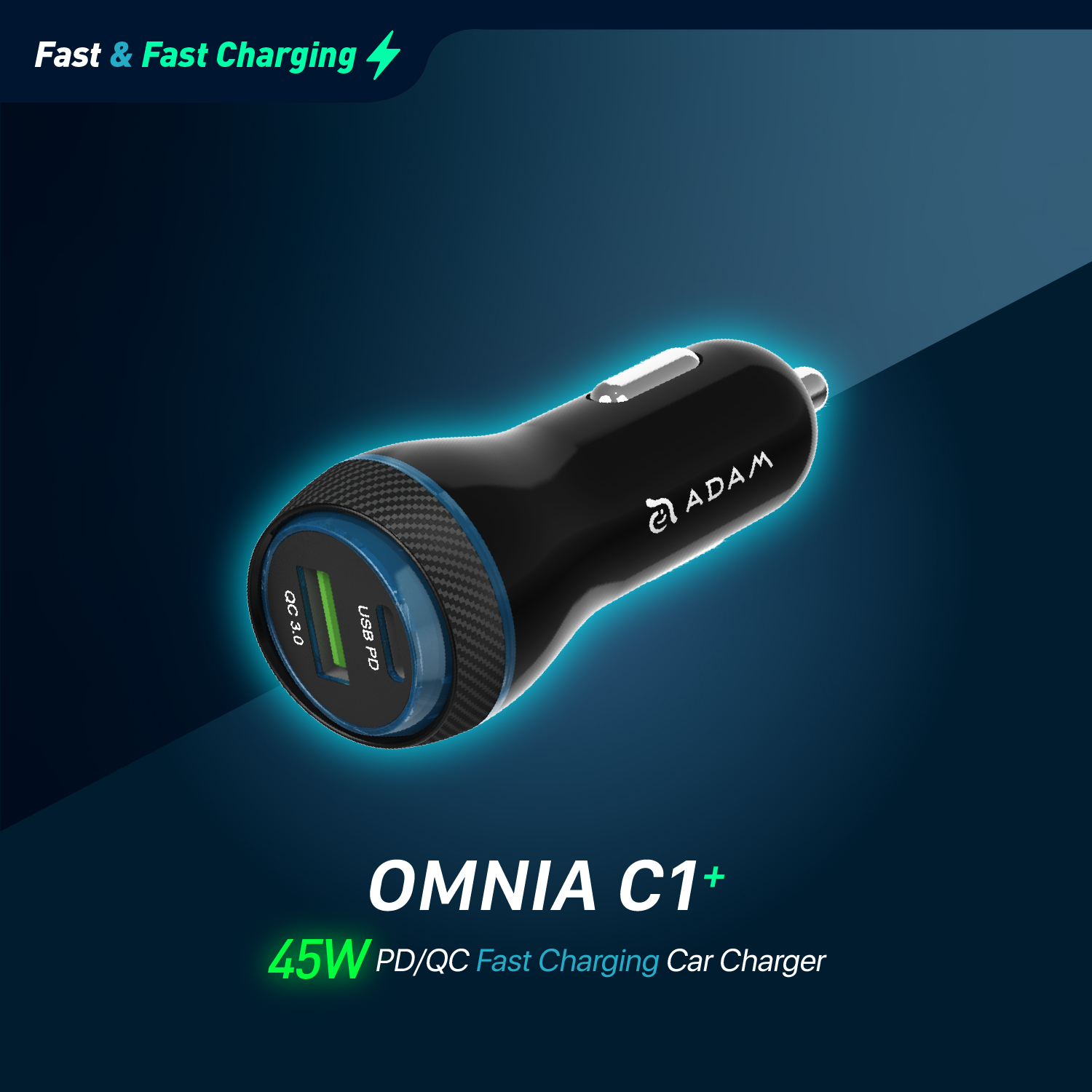 OMNIA C1+ 45W  PD/QC Fast charging Car Charger