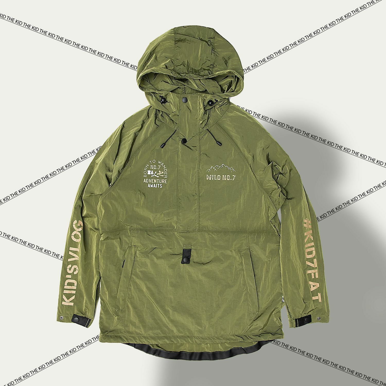 KID ® 半開襟防風外套 野人七號聯名款 綠