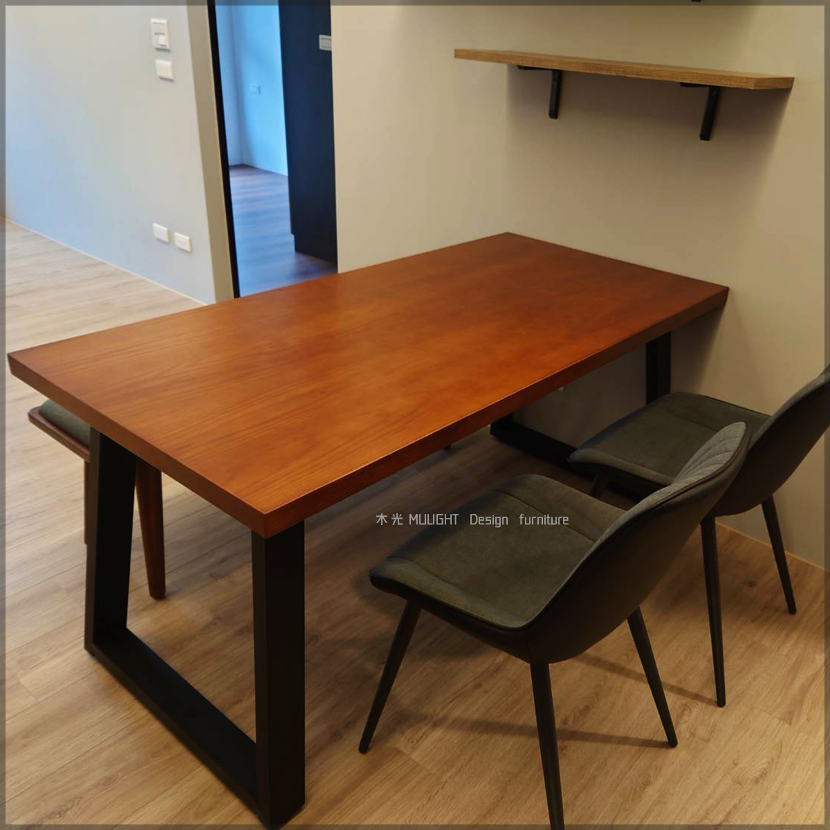 LOFT鐵製斜腳實木餐桌(可訂製)