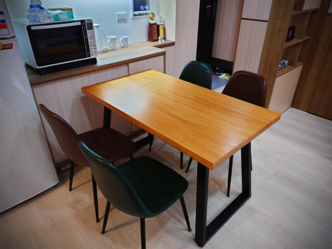 LOFT鐵製斜腳實木餐桌(可訂製)