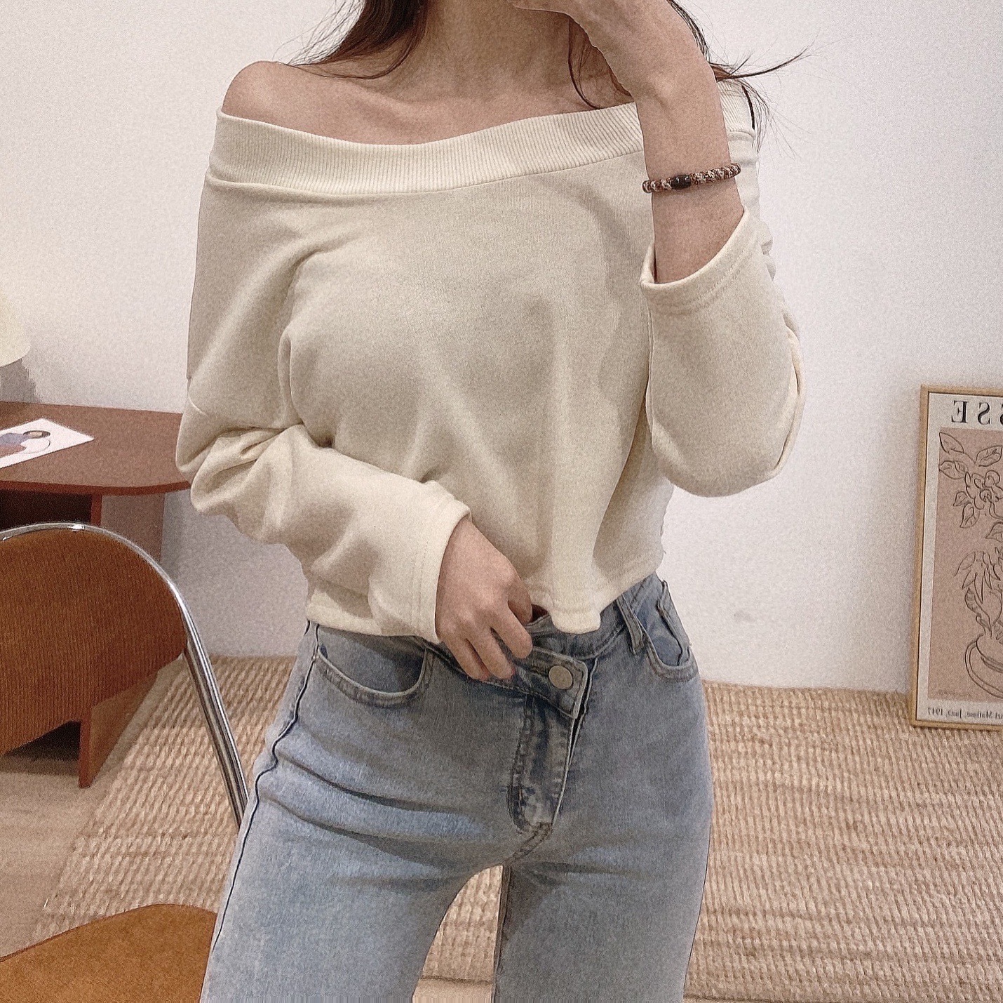 棉質一字短版上衣/三色