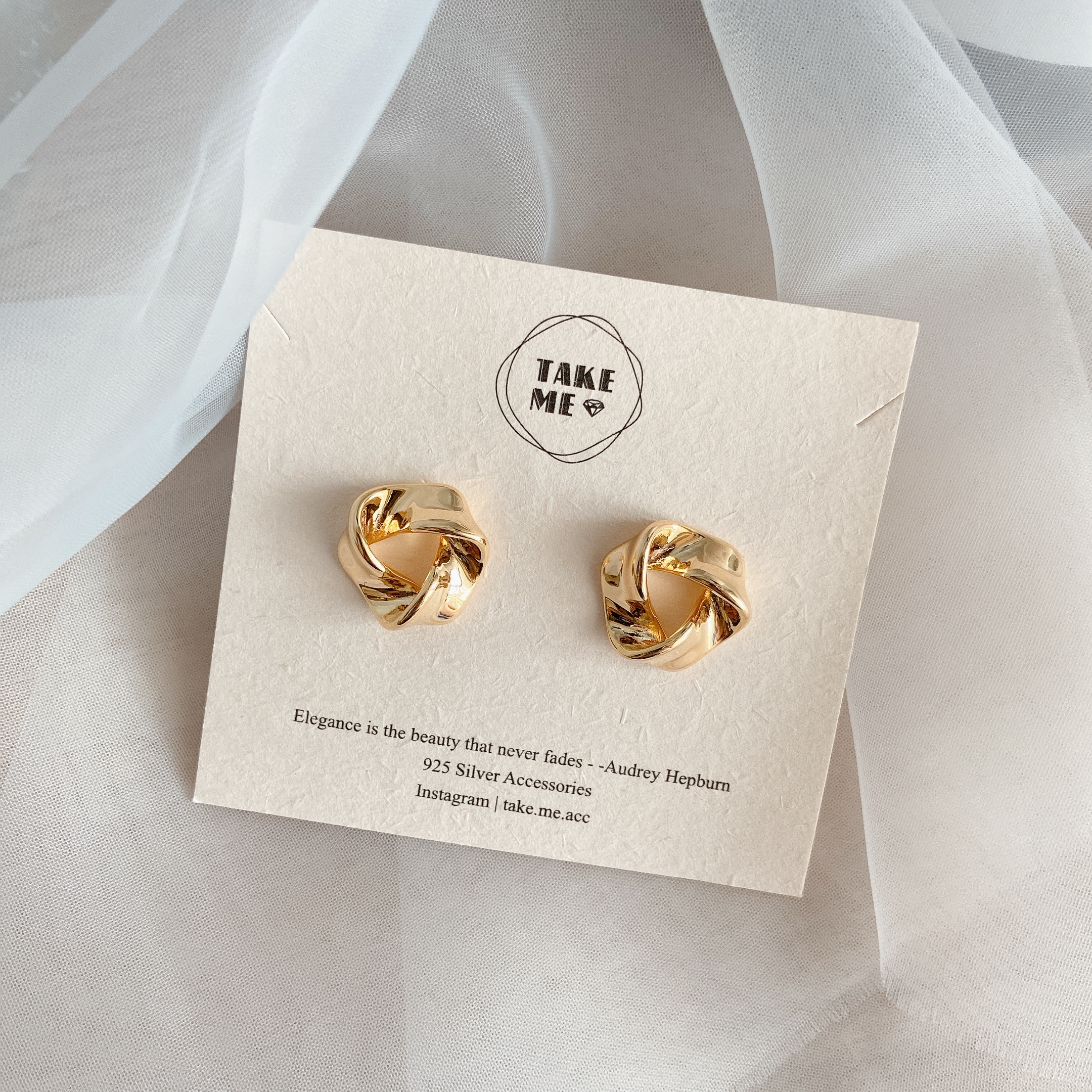 18K金三角戀曲 │ 純銀針耳環