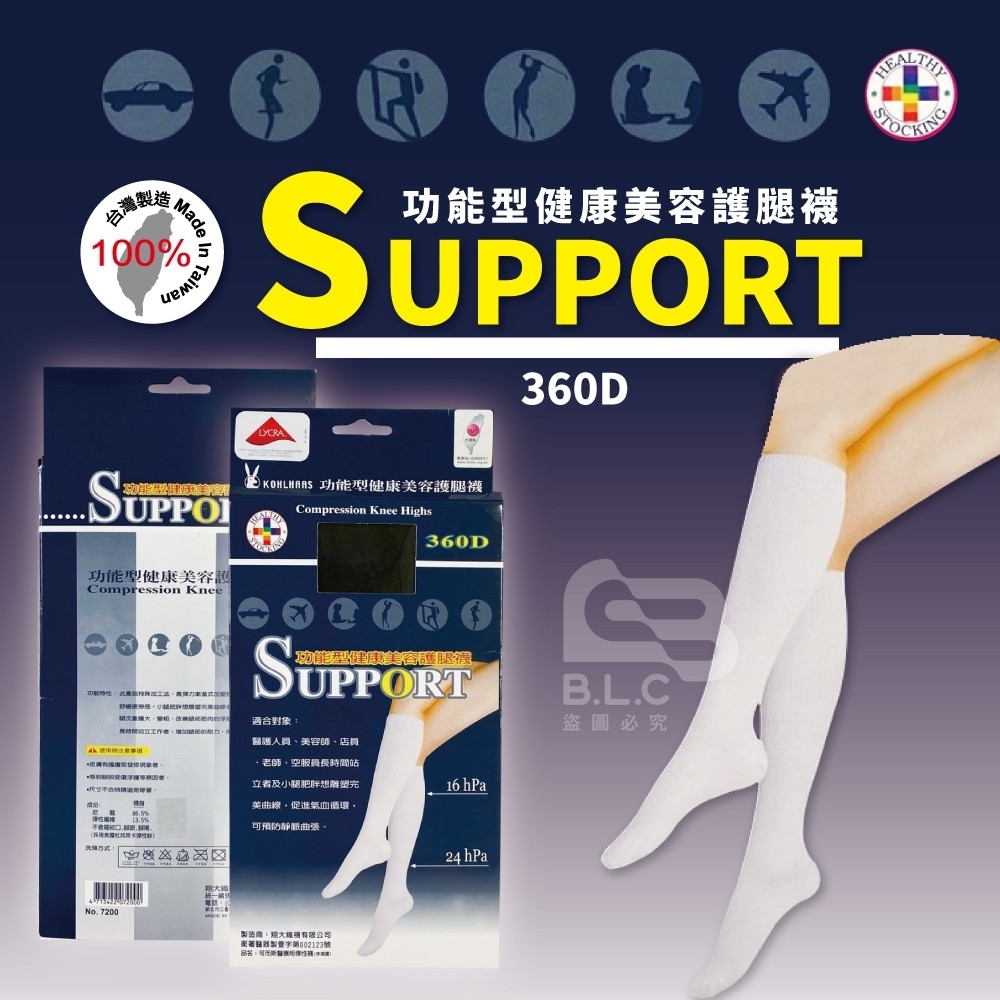 台灣製360D小腿護理襪7200