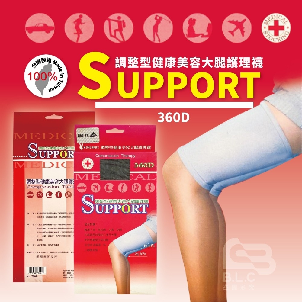 台灣製360D大腿護理襪7202