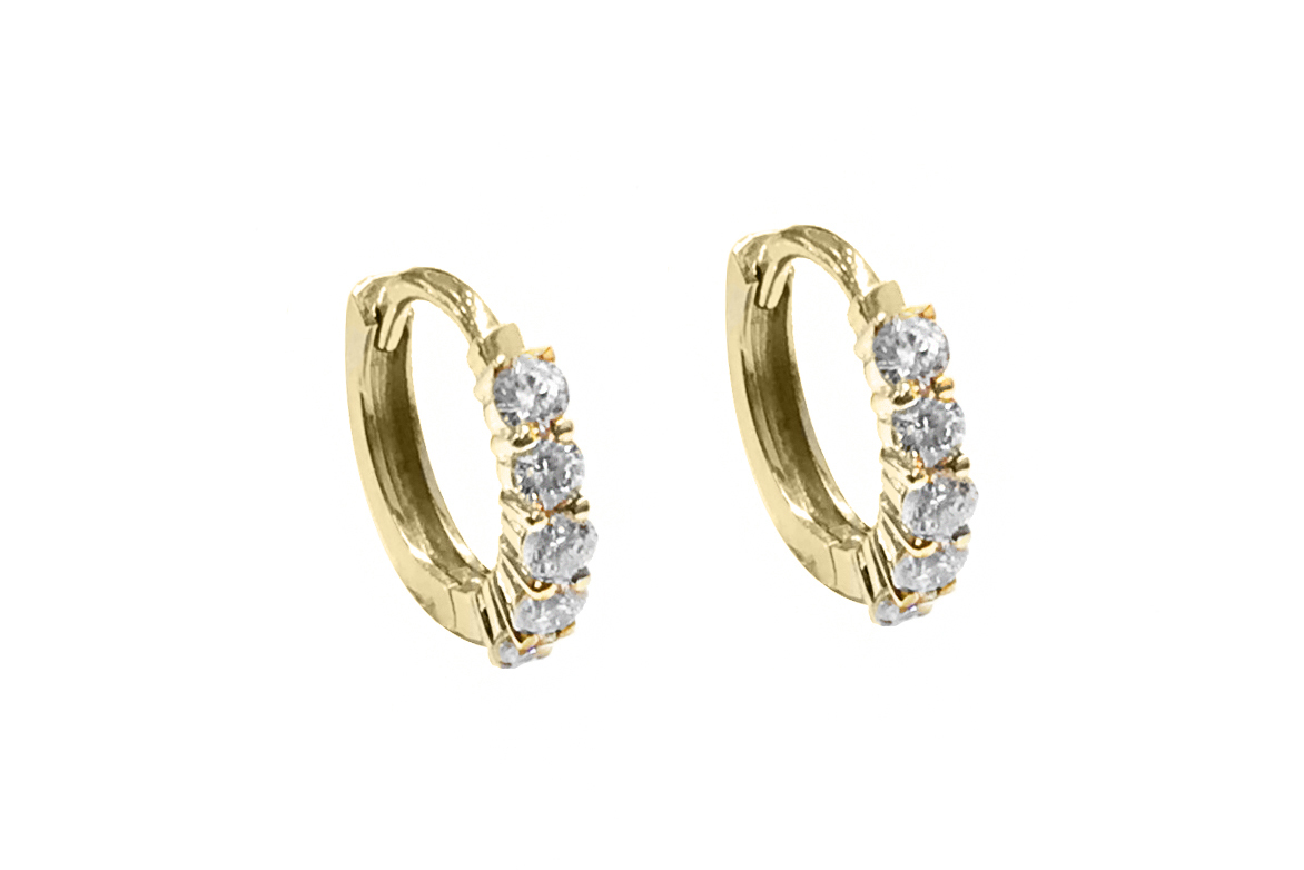 K金質感排鑽易扣式耳環 (黃K金)
