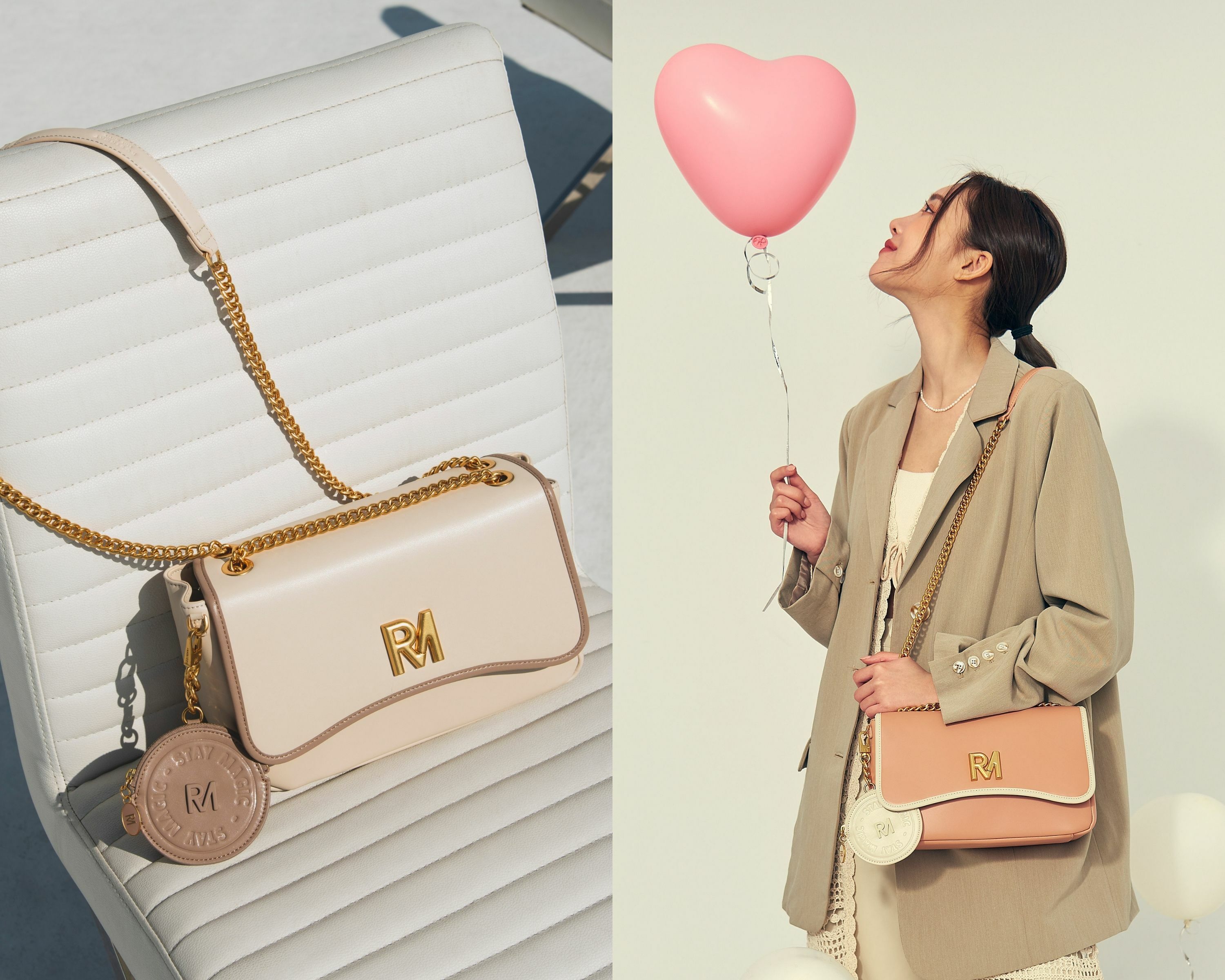 羅曼花圓肩背包，特殊滑扣形式。