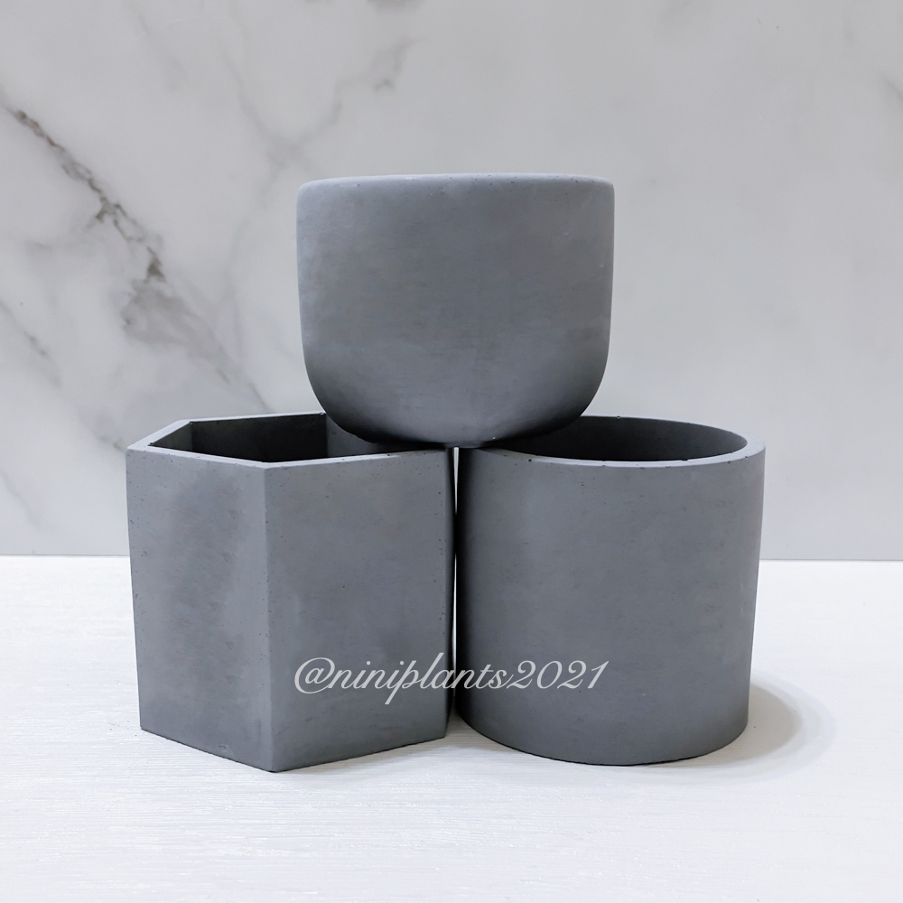 ｜純原泥｜工業深灰水泥盆器（純深灰）