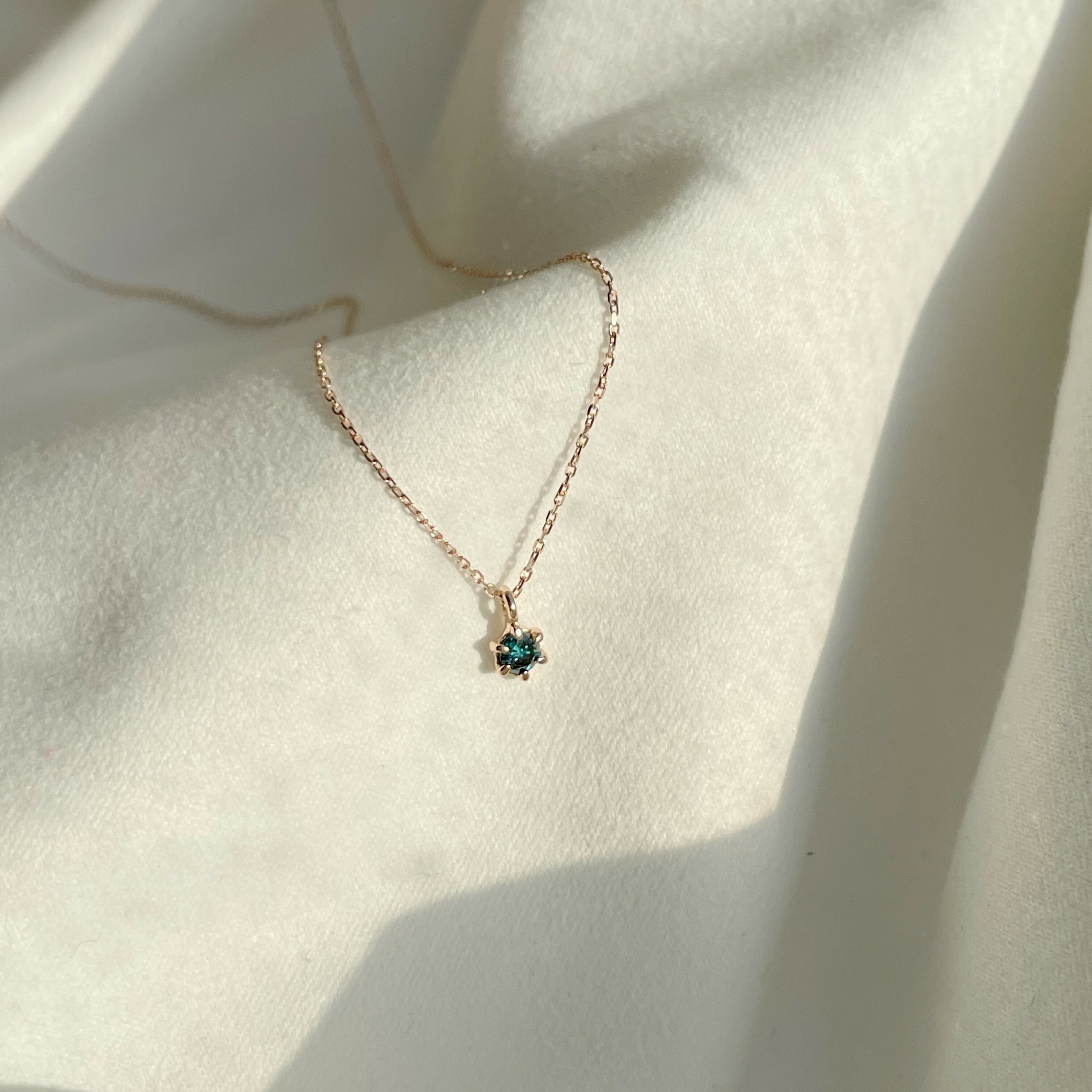 14K mini六爪藍鑽項鍊