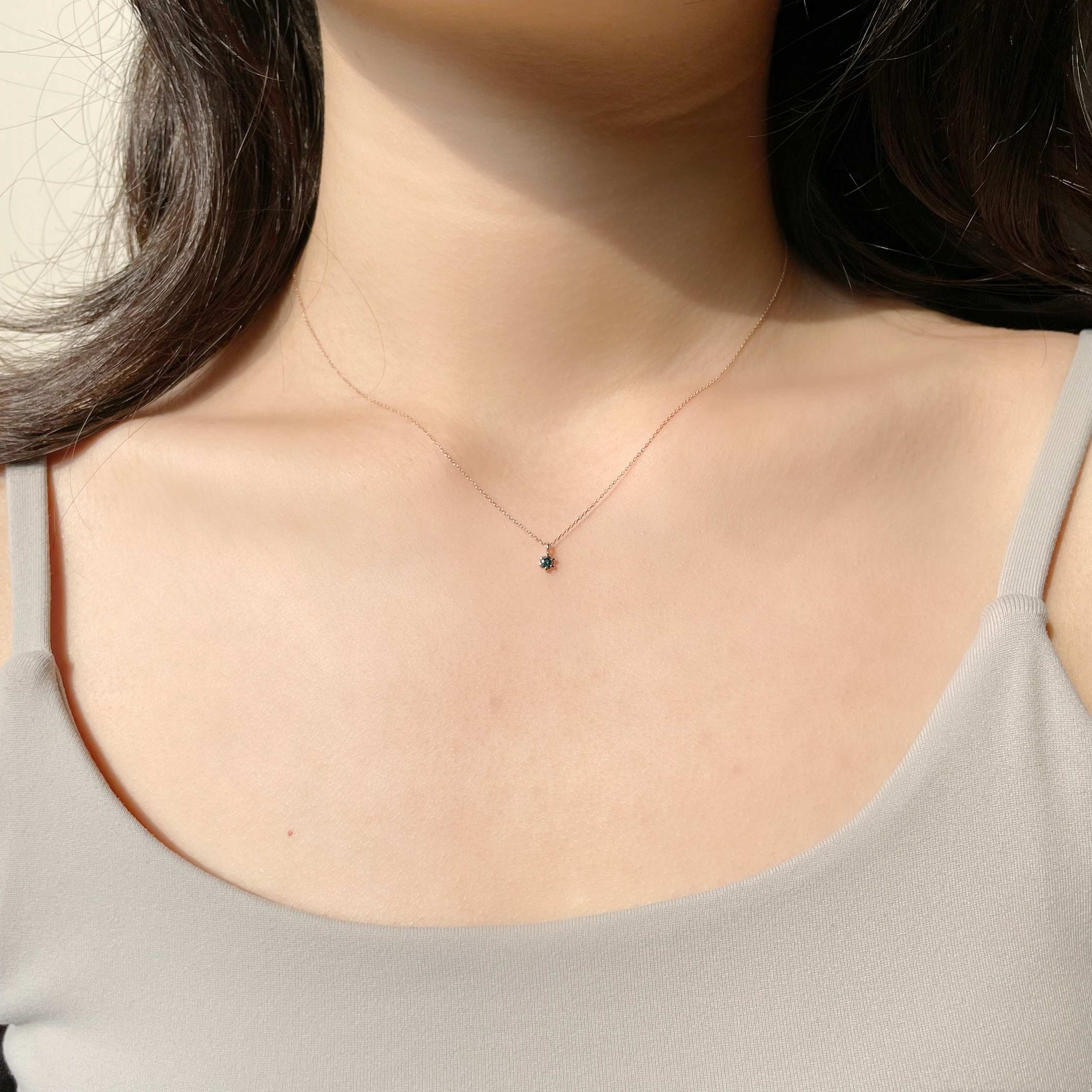 14K mini六爪藍鑽項鍊