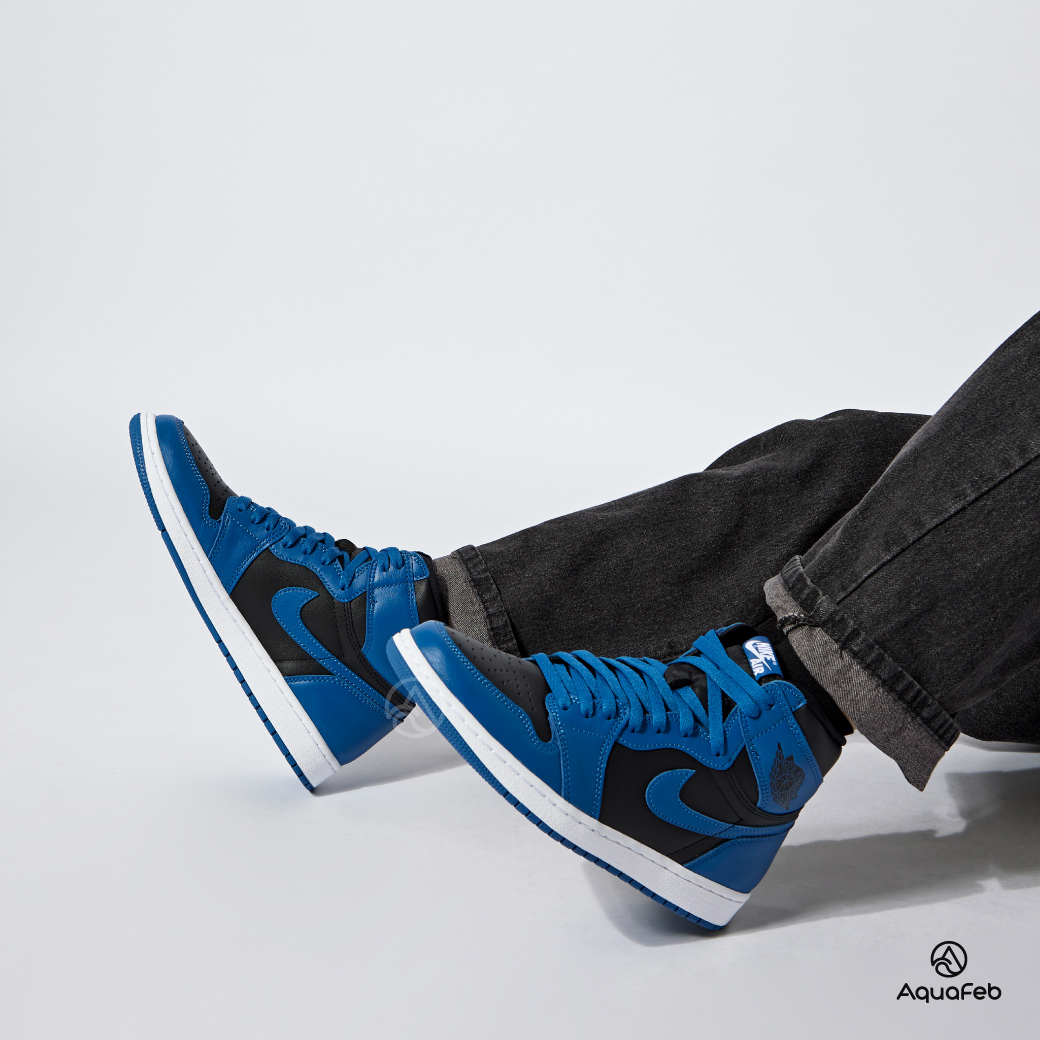 Nike Jordan 1 OG Dark Marina Blue 男黑藍經典高筒休閒鞋555...