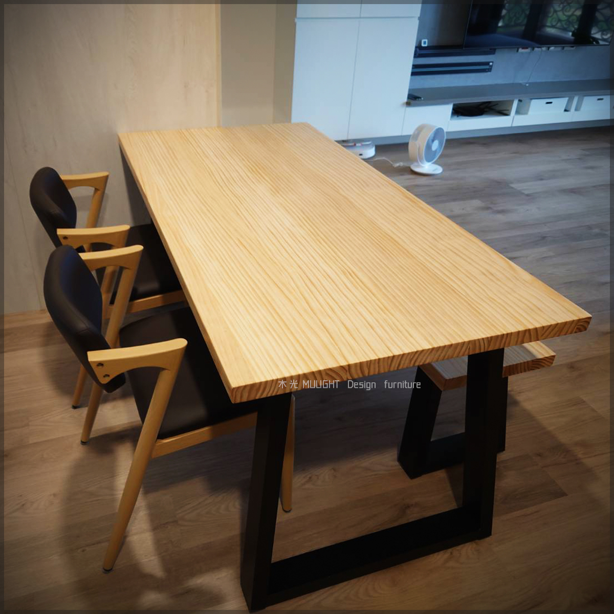 LOFT鐵製斜腳實木餐桌(可訂製)