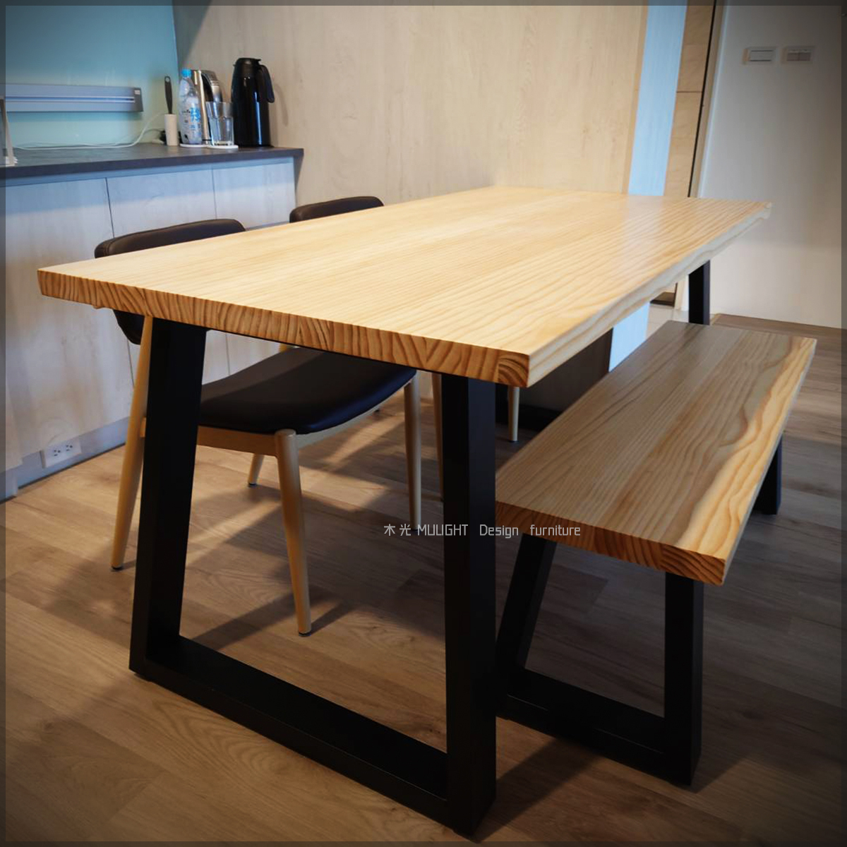 LOFT鐵製斜腳實木餐桌(可訂製)