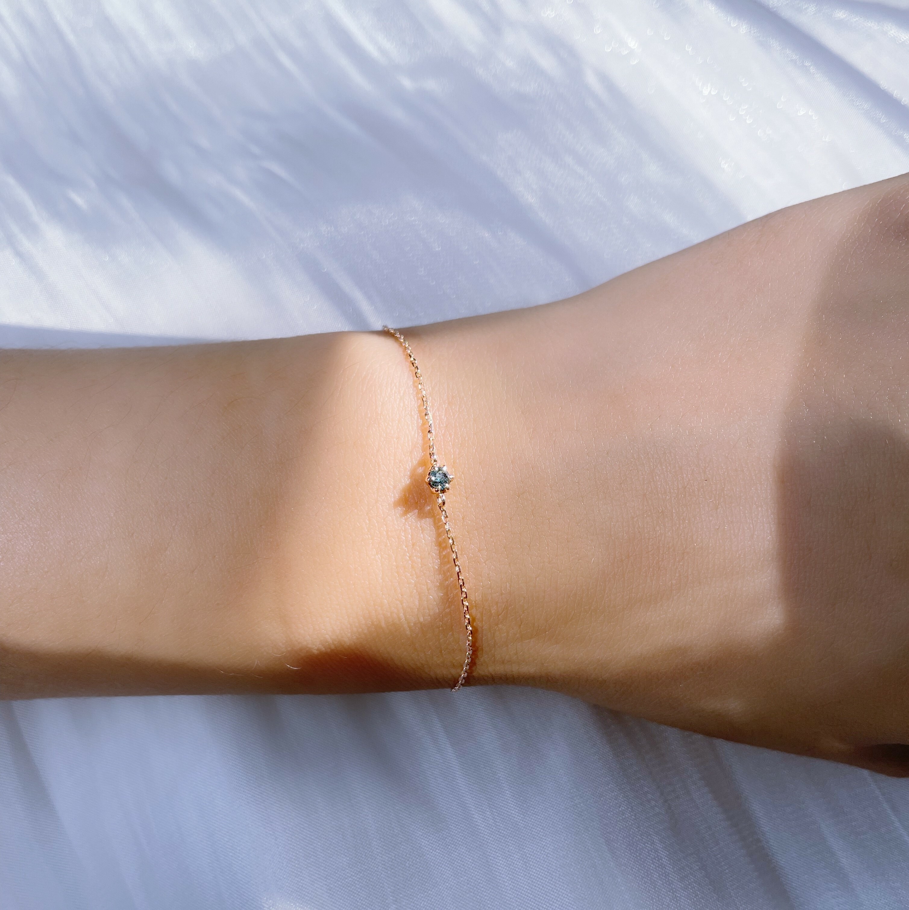 14K mini六爪藍鑽手鍊