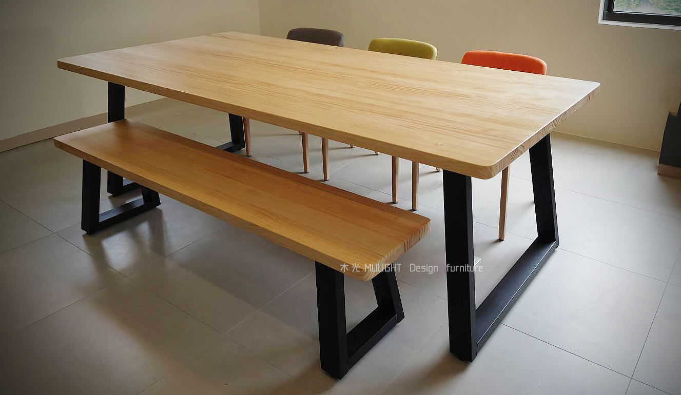 LOFT鐵製斜腳實木餐桌(可訂製)