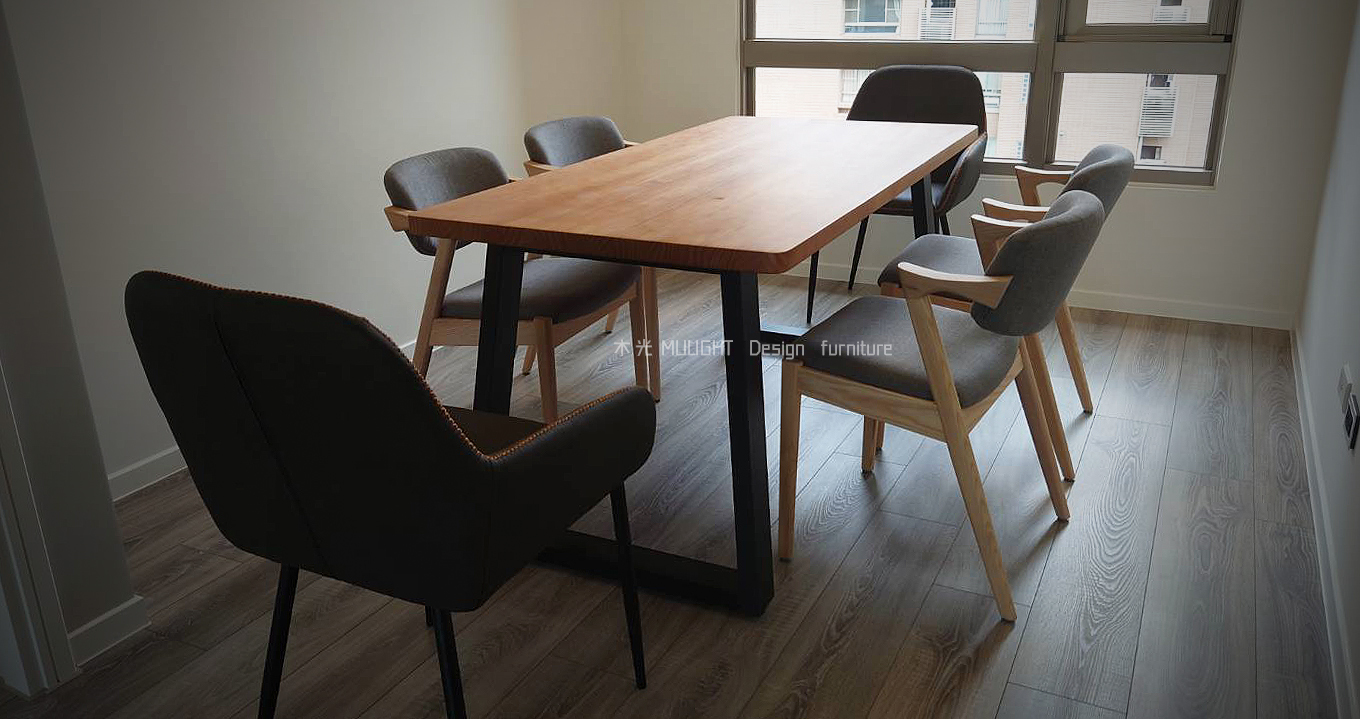 LOFT鐵製斜腳實木餐桌(可訂製)