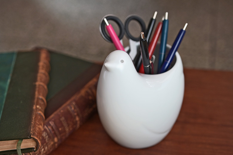 白山陶器鳥形收納筒：收納餐具、筆筒