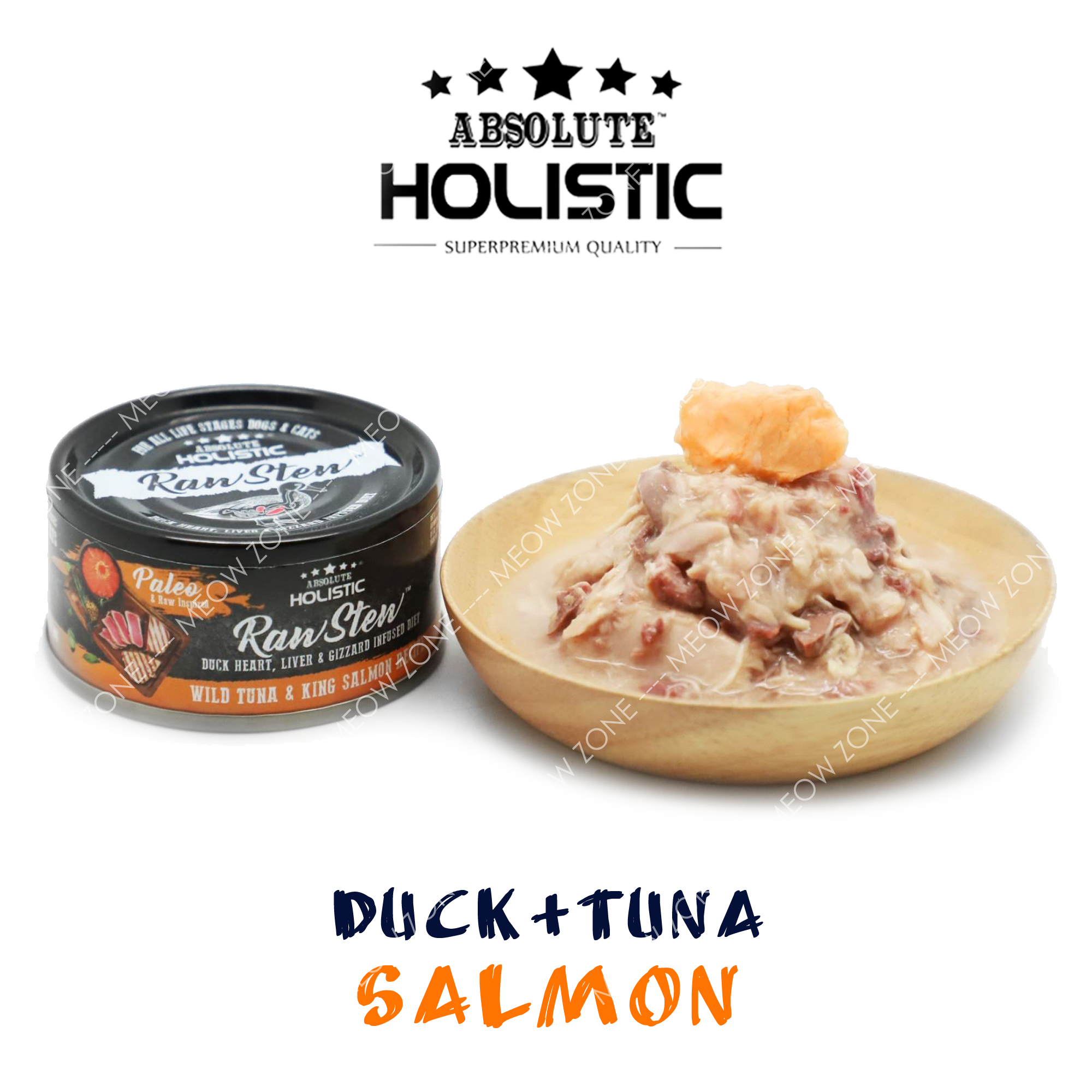 Raw Stew頂級鮮肉主食罐 - 鴨+野生白肉金槍魚+國王鮭魚 Duck & Tuna & Salmon Recipe 80g