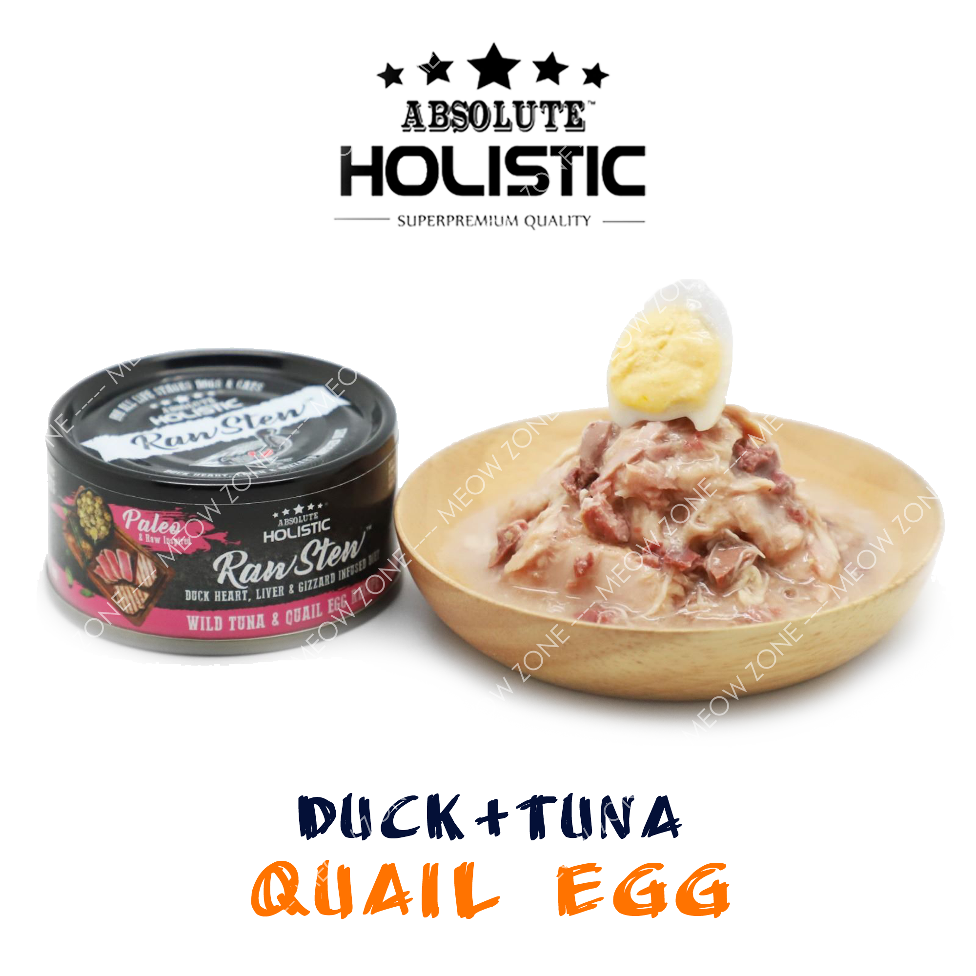 Raw Stew頂級鮮肉主食罐 - 鴨+野生白肉金槍魚+鵪鶉蛋 Duck & Tuna & Quail Egg Recipe 80g