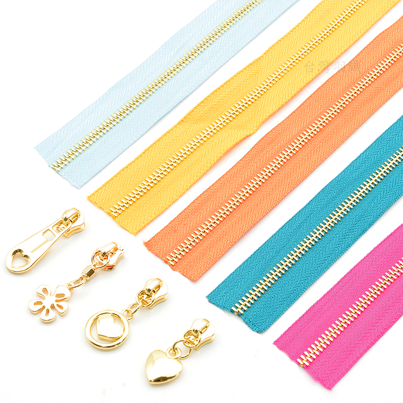 淺金色金屬齒碼裝拉鍊 / 淺金色拉鍊頭可選購