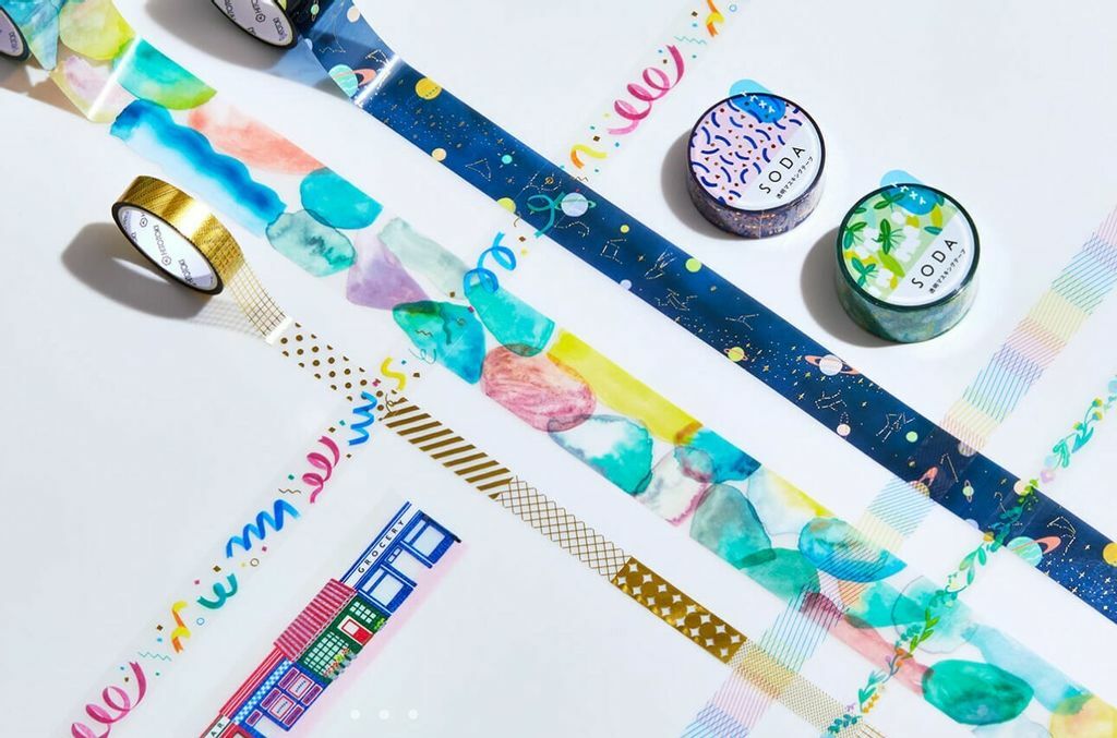 植物 壓箔款 Soda 透明PET膠帶 寬20MM ｜KING JIM