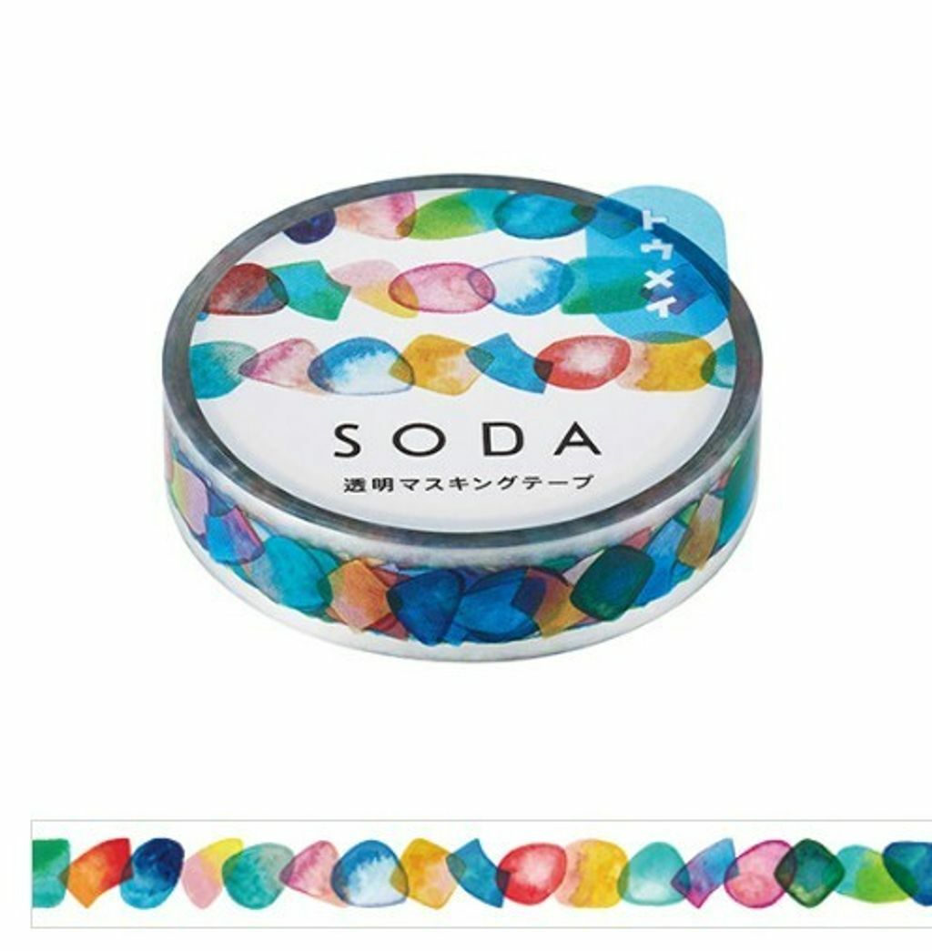 水滴款 Soda 透明PET膠帶 寬10MM ｜KING JIM